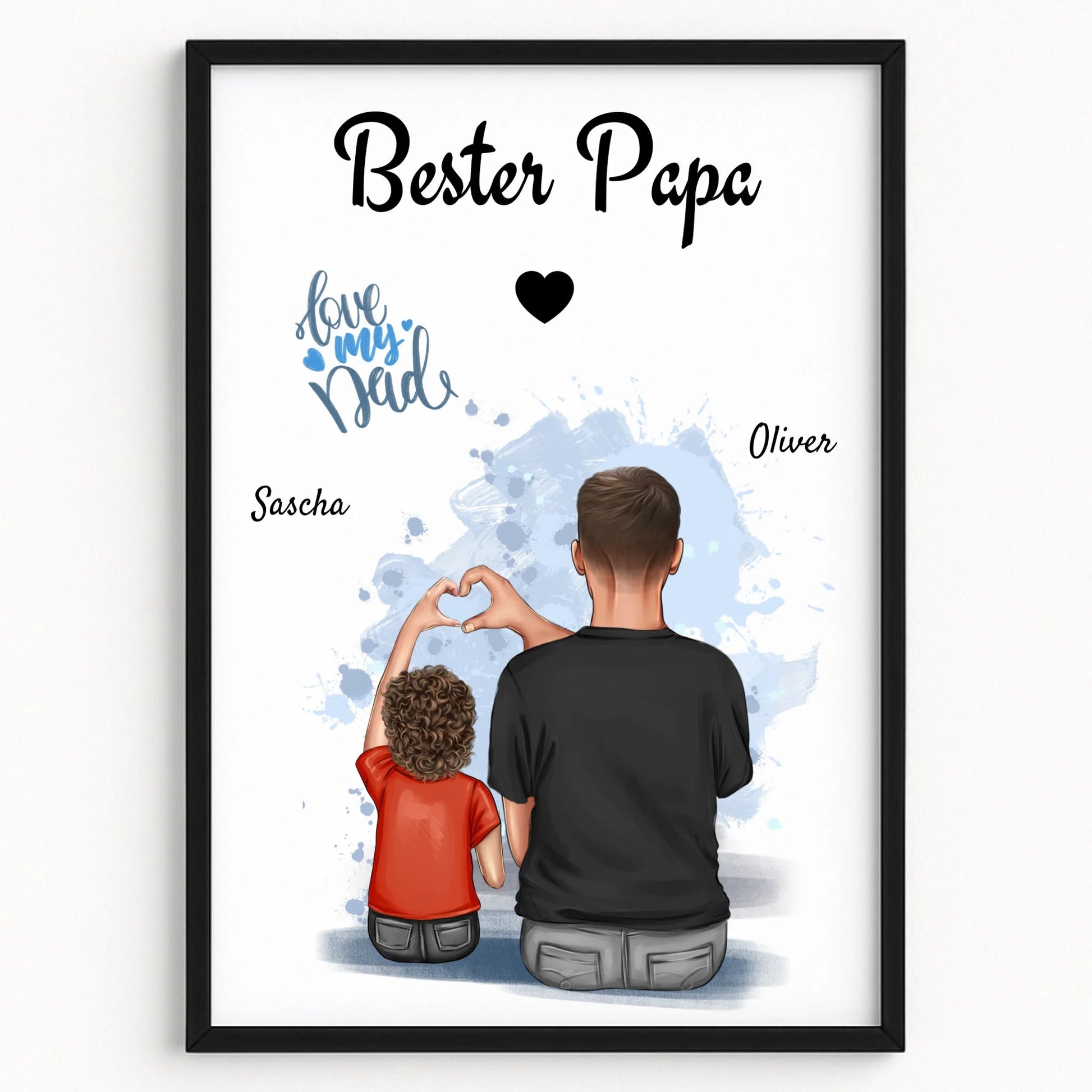 Papa Kind Geschenk Poster Illustration gestalten - Prinolla
