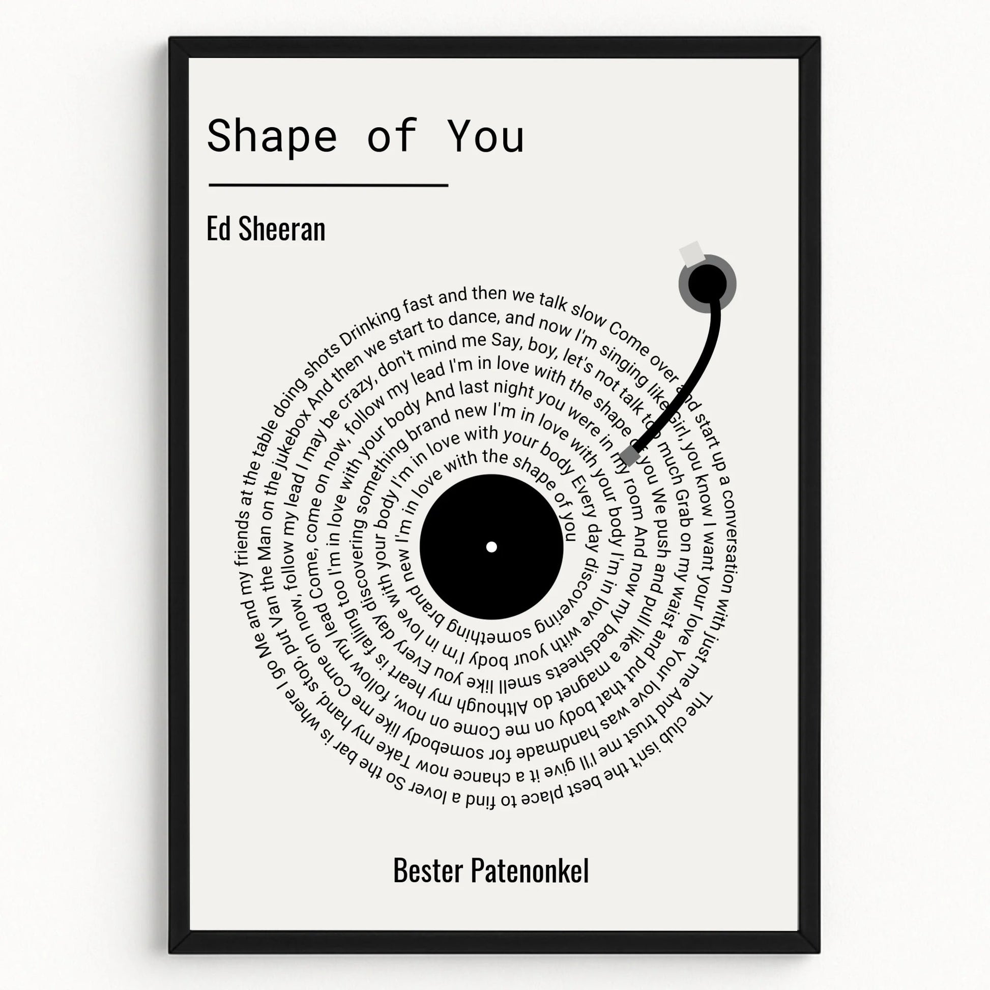 Patenonkel Geschenkidee Schallplatte Design Lieblingssong - Prinolla