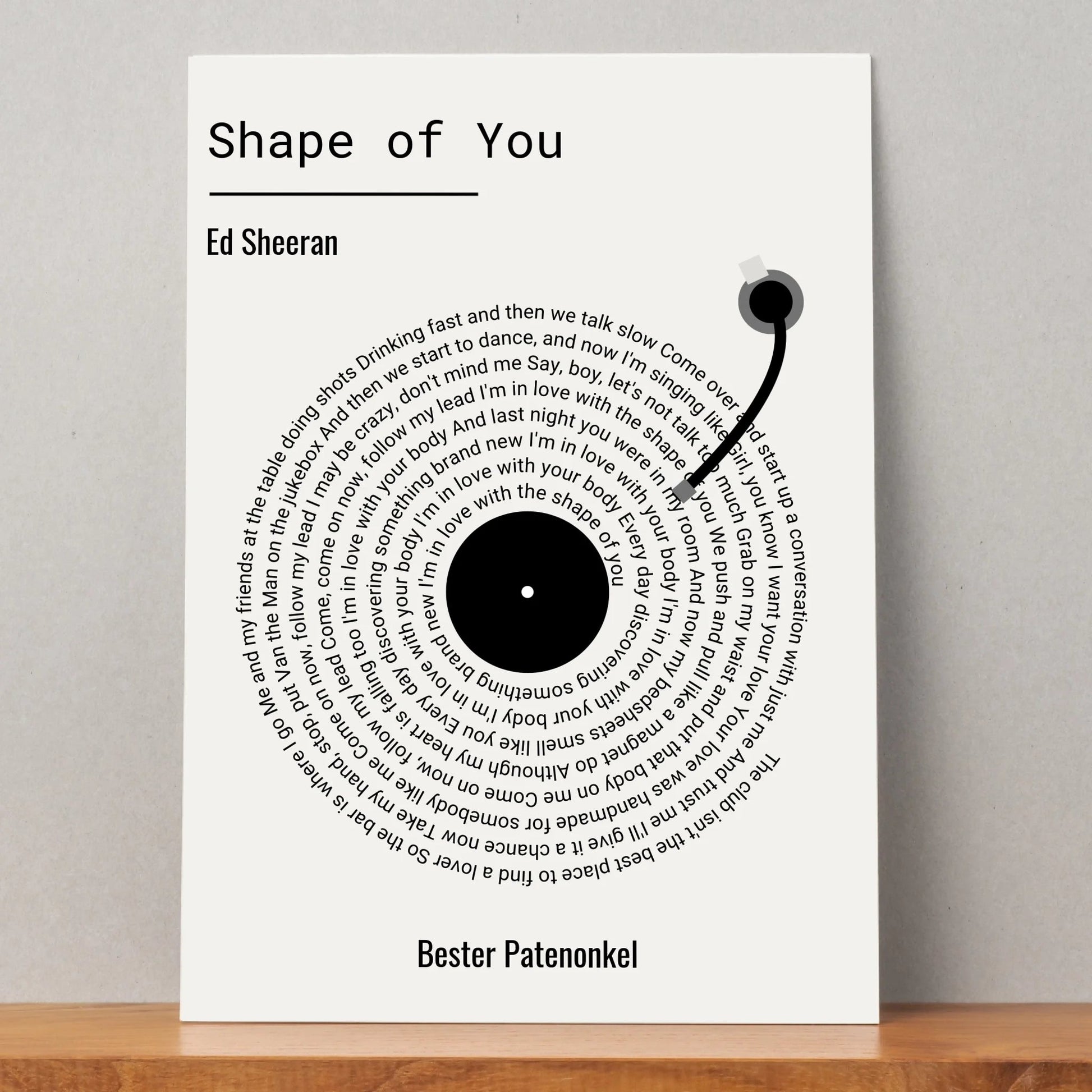 Patenonkel Geschenkidee Schallplatte Design Lieblingssong - Prinolla