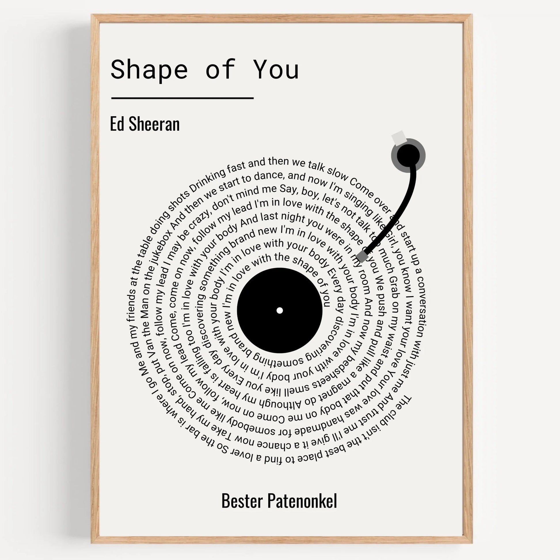 Patenonkel Geschenkidee Schallplatte Design Lieblingssong - Prinolla
