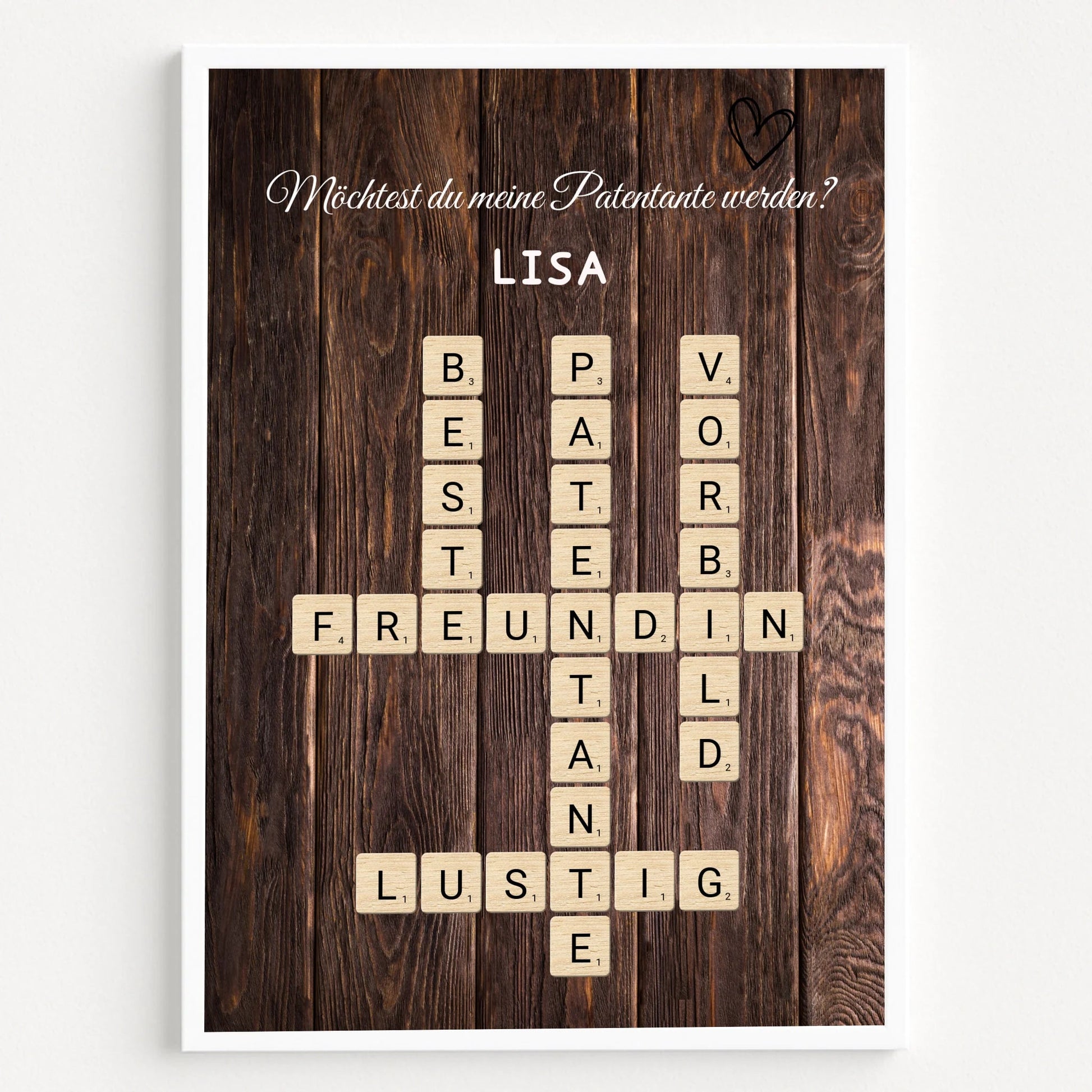 Patentante fragen Wort Poster Geschenk gestalten - Prinolla