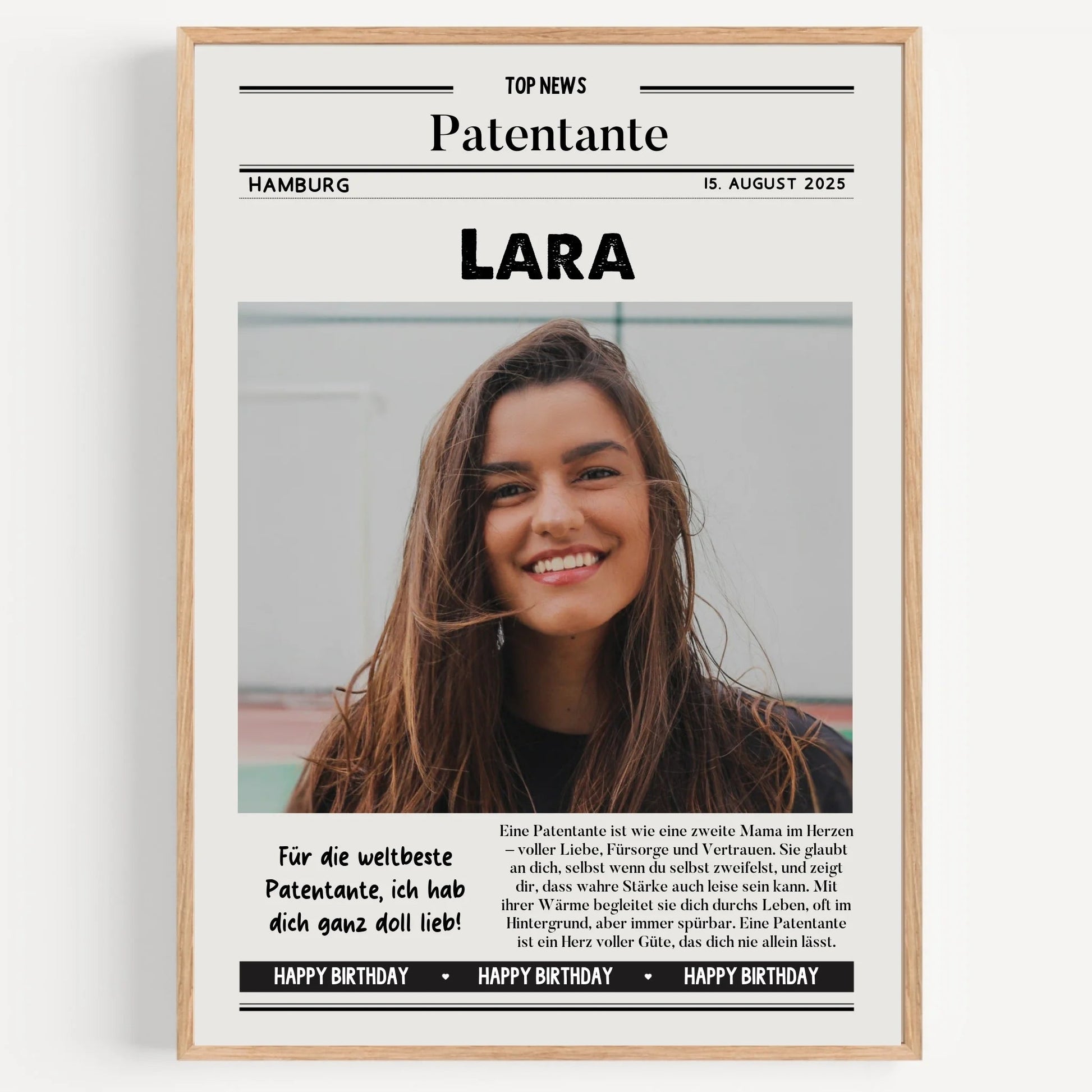 Patentante Zeitungsposter Geburtstagsgeschenk gestalten - Prinolla