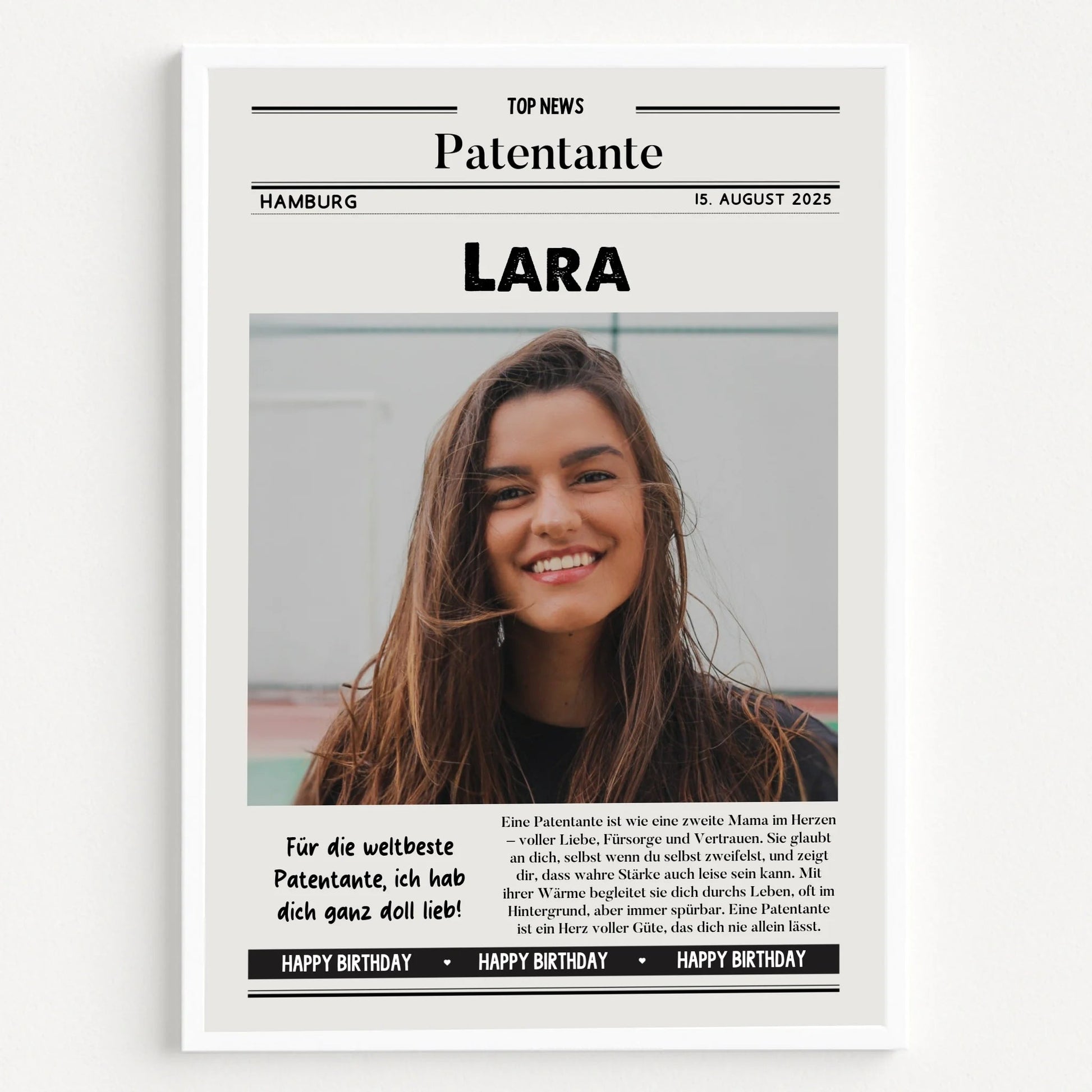 Patentante Zeitungsposter Geburtstagsgeschenk gestalten - Prinolla