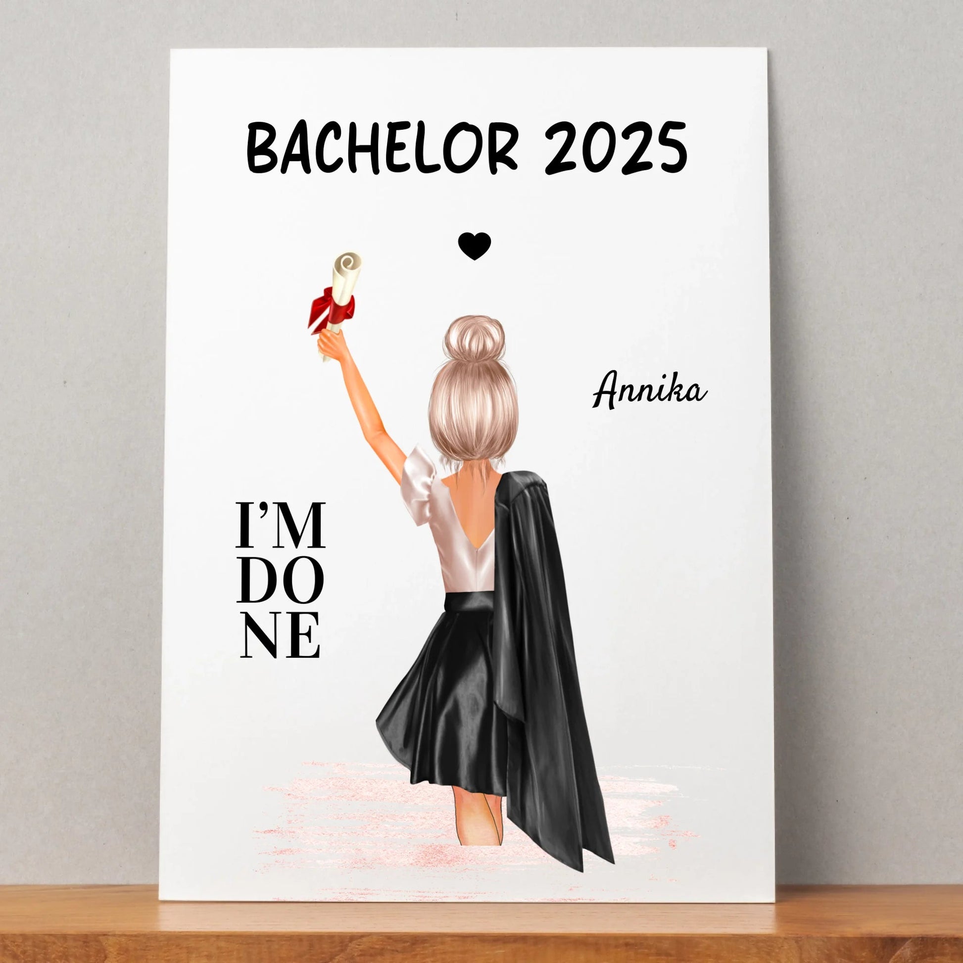 Personalisiertes Bachelor Abschluss Geschenk Bild Mädchen - Prinolla