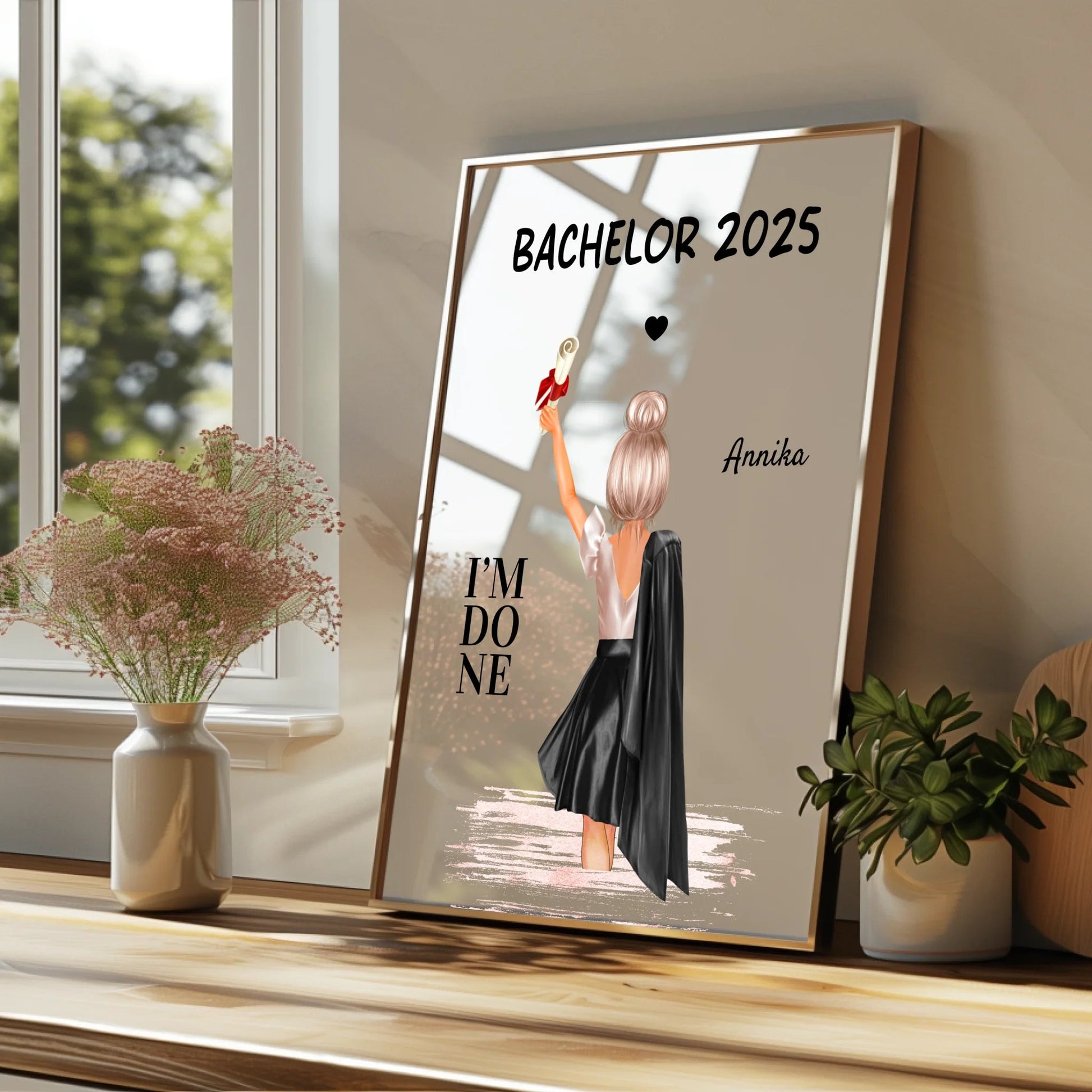 Personalisiertes Bachelor Abschluss Geschenk Bild Mädchen - Prinolla