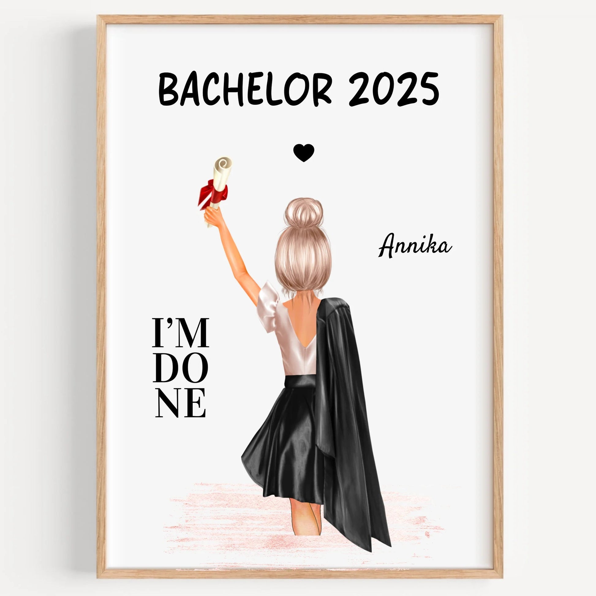 Personalisiertes Bachelor Abschluss Geschenk Bild Mädchen - Prinolla