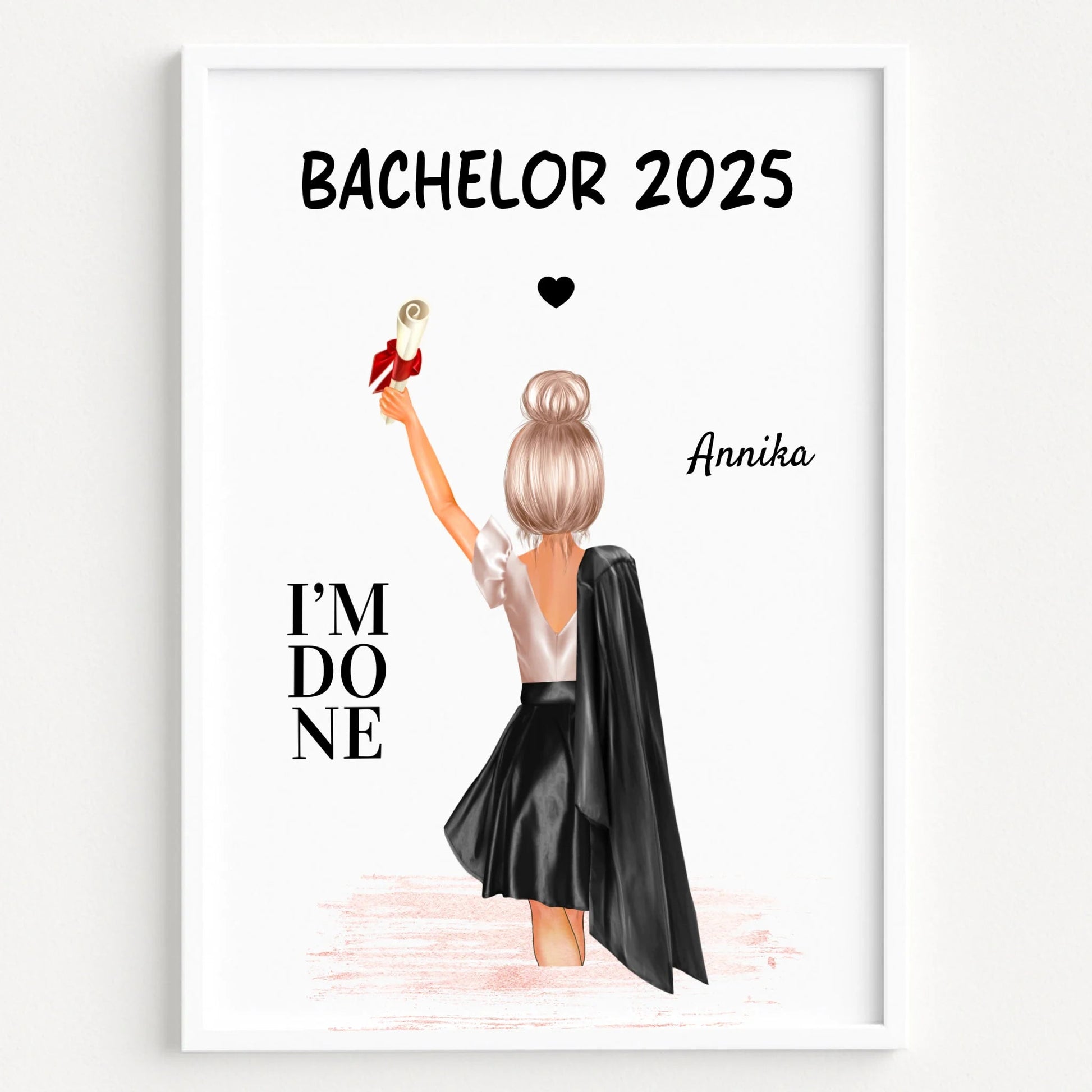 Personalisiertes Bachelor Abschluss Geschenk Bild Mädchen - Prinolla