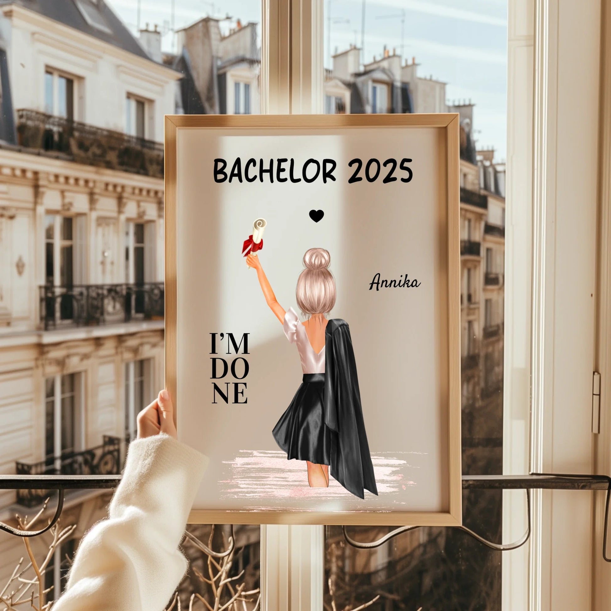 Personalisiertes Bachelor Abschluss Geschenk Bild Mädchen - Prinolla