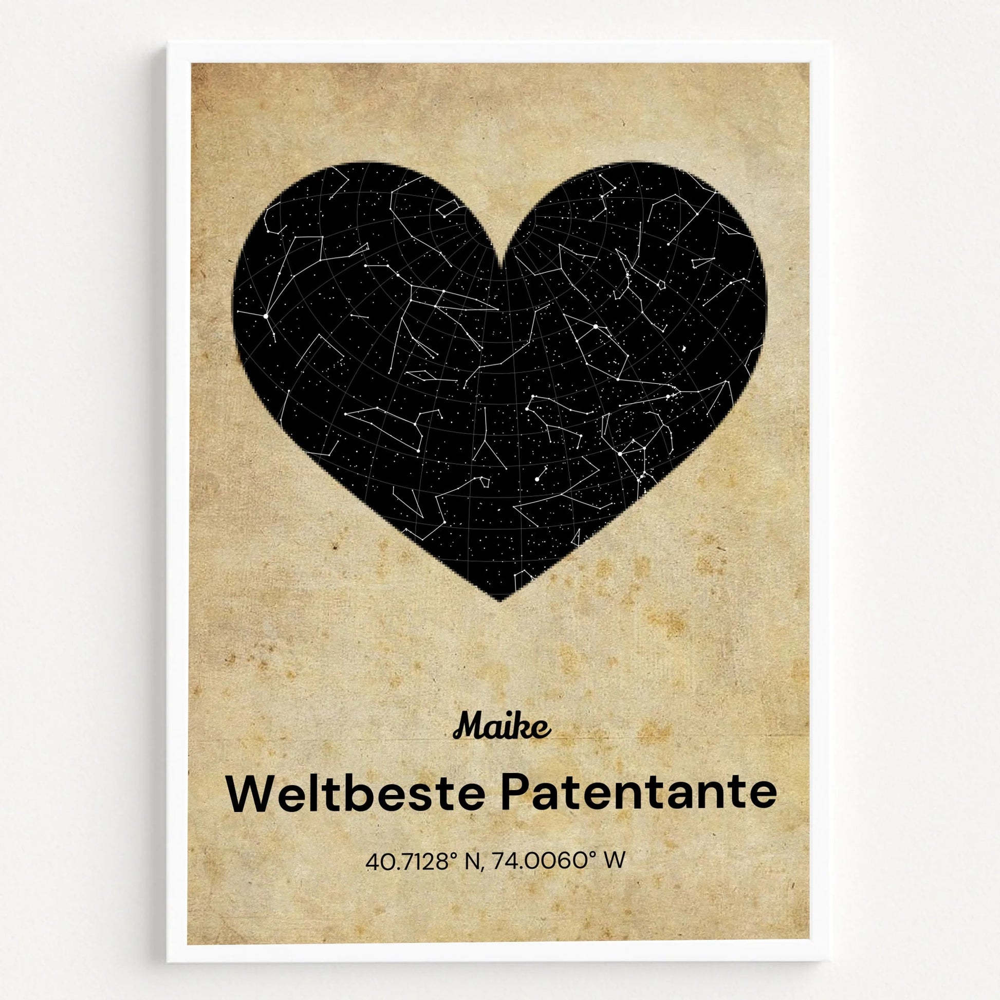 Personalisiertes Geburtstag Geschenk Patentante Sternehimmel Poster - Prinolla