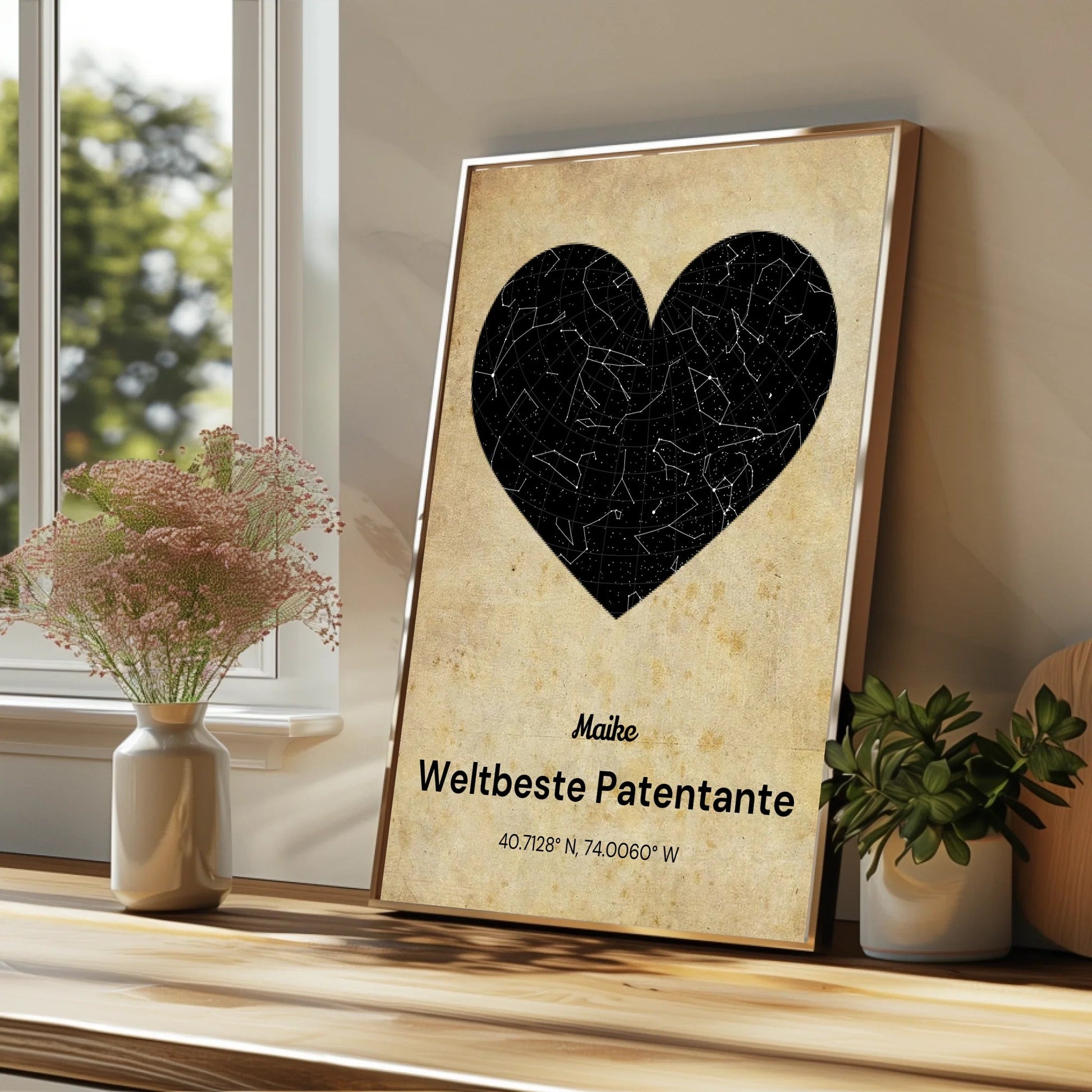 Personalisiertes Geburtstag Geschenk Patentante Sternehimmel Poster - Prinolla