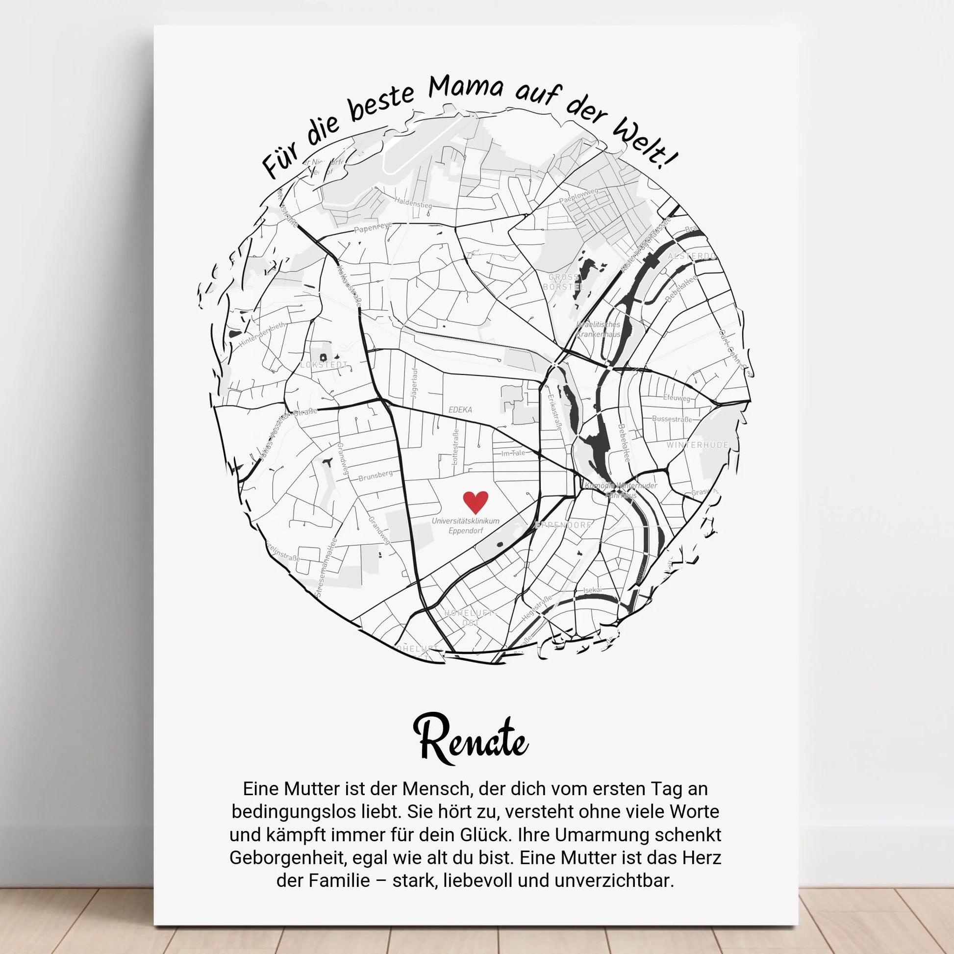 Personalisiertes Geschenk für Mutter Stadtkarte mit Definition - Prinolla