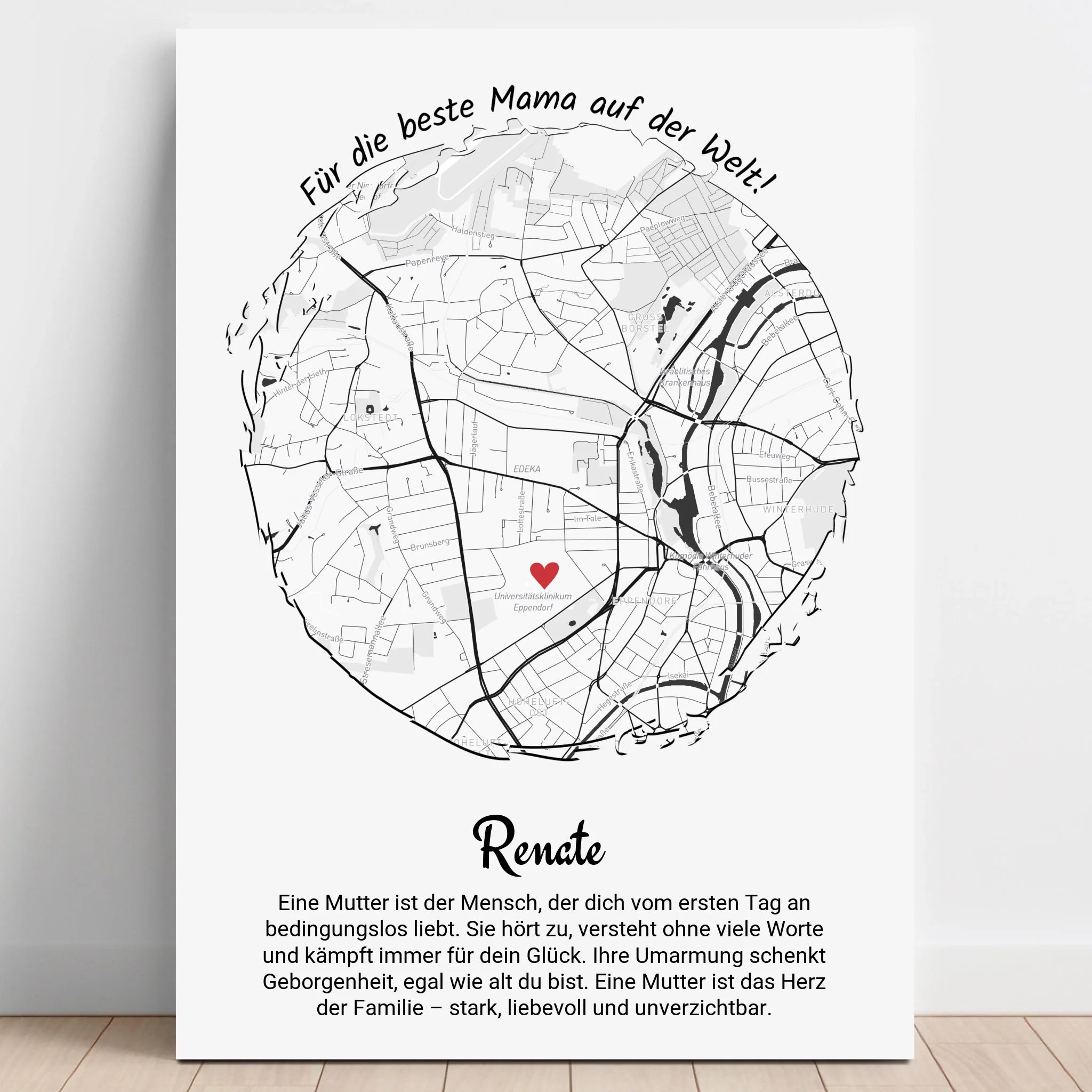 Personalisiertes Geschenk für Mutter Stadtkarte mit Definition - Prinolla