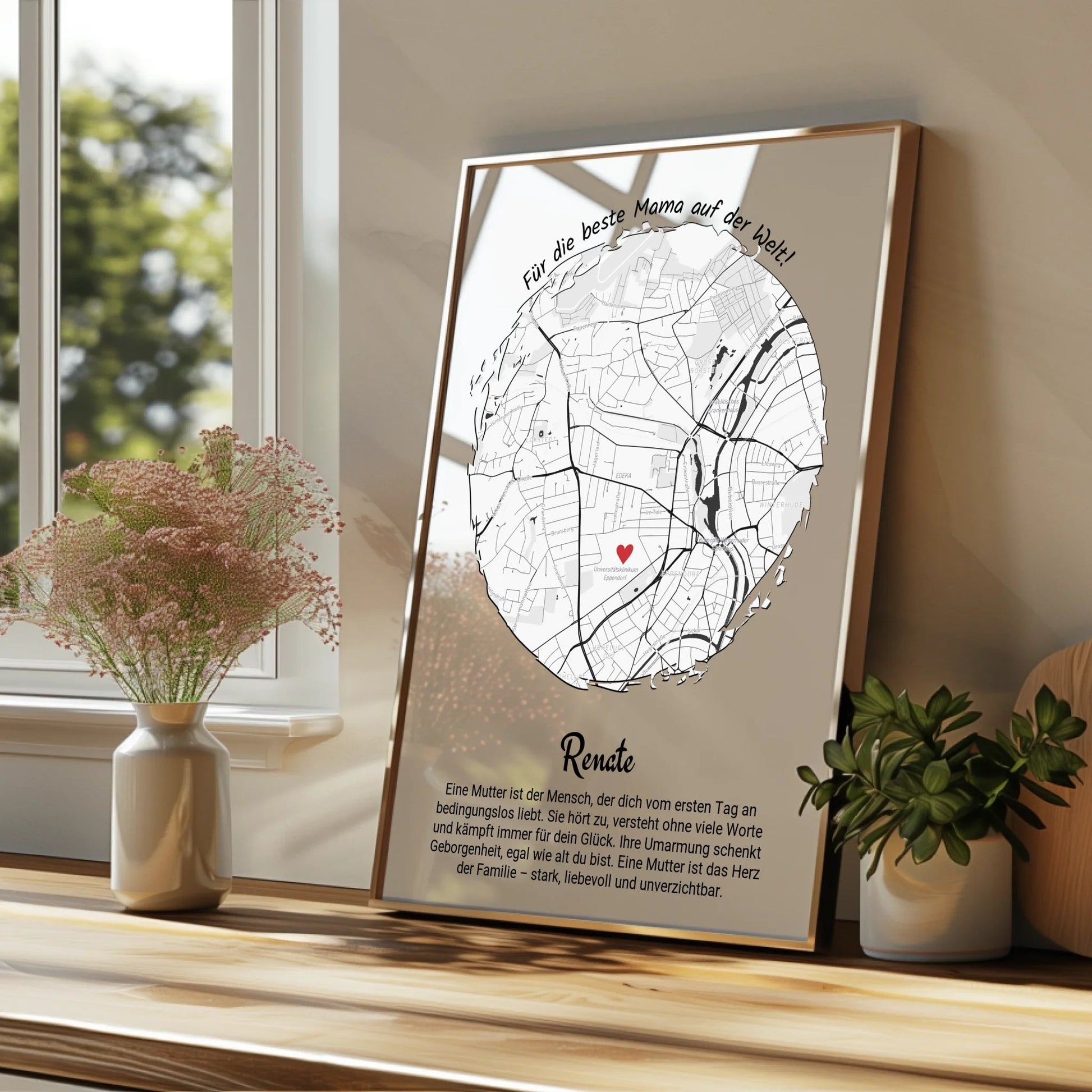 Personalisiertes Geschenk für Mutter Stadtkarte mit Definition - Prinolla