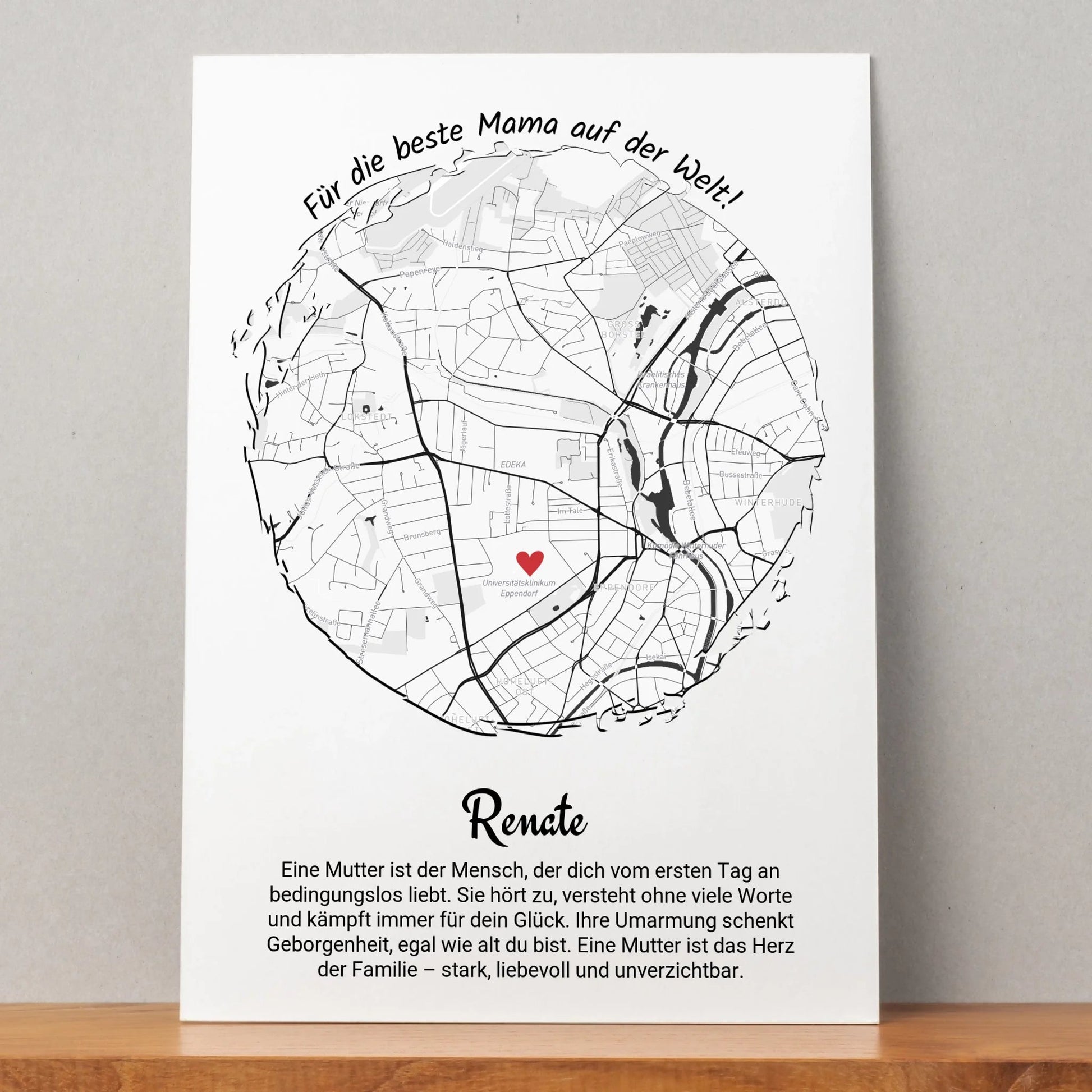 Personalisiertes Geschenk für Mutter Stadtkarte mit Definition - Prinolla