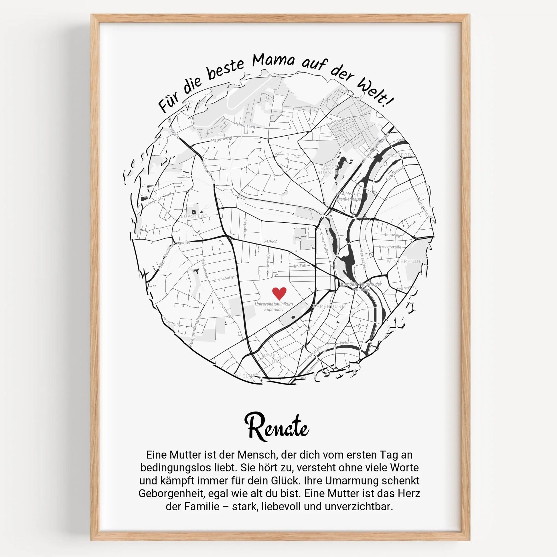 Personalisiertes Geschenk für Mutter Stadtkarte mit Definition - Prinolla