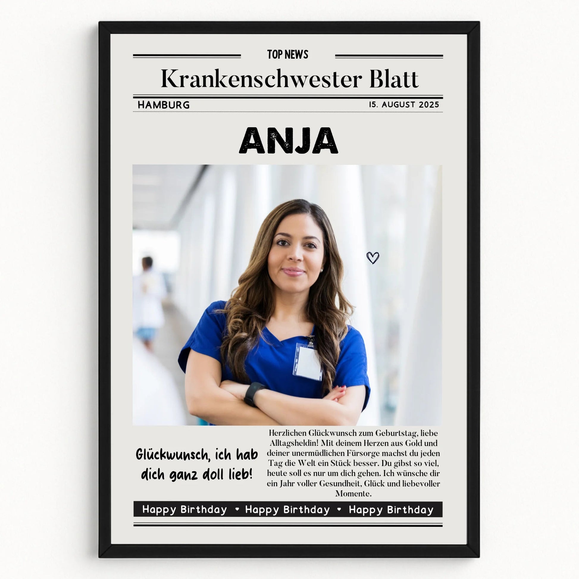 Personalisiertes Krankenschwester Zeitungsposter Geschenk - Prinolla
