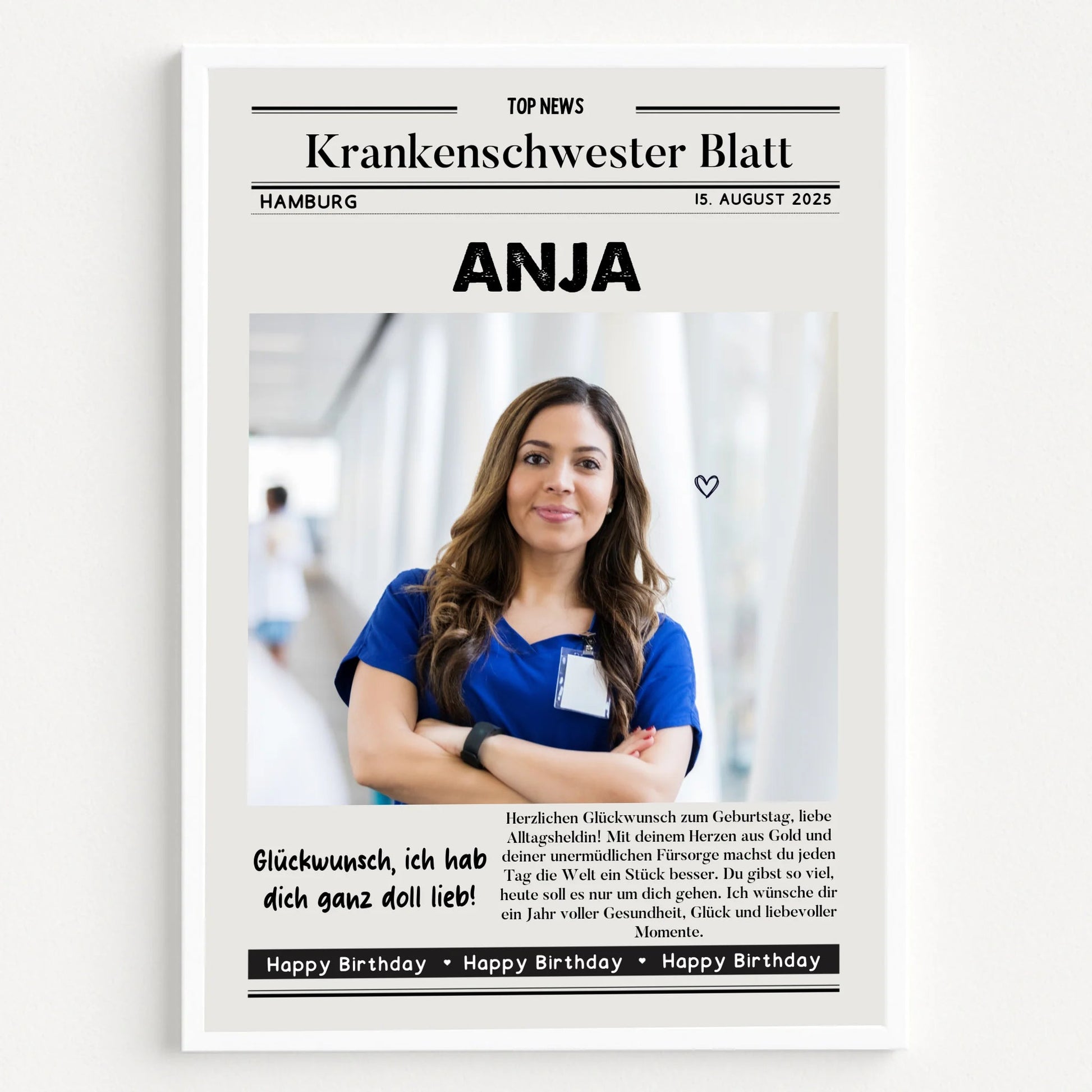 Personalisiertes Krankenschwester Zeitungsposter Geschenk - Prinolla