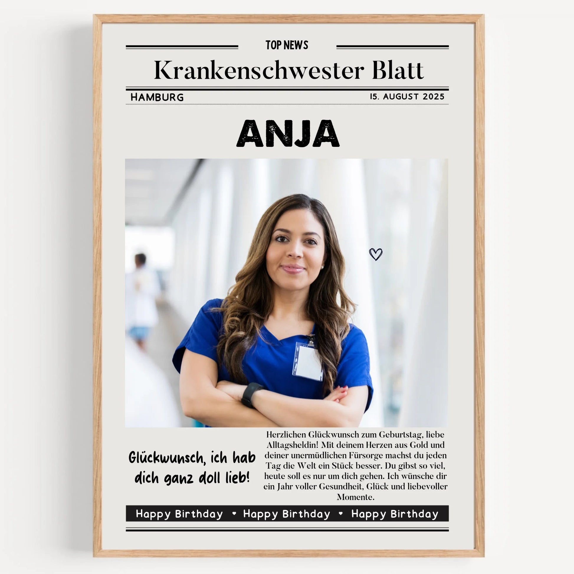 Personalisiertes Krankenschwester Zeitungsposter Geschenk - Prinolla