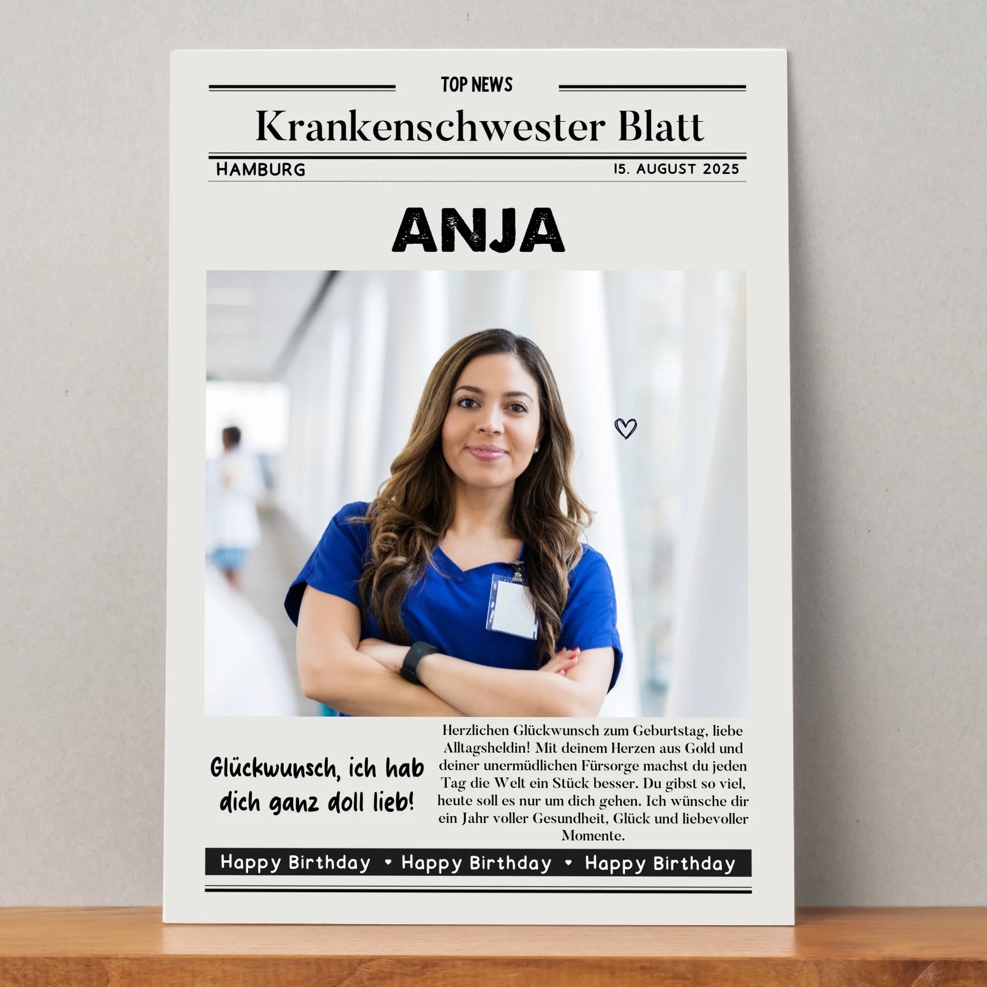 Personalisiertes Krankenschwester Zeitungsposter Geschenk - Prinolla