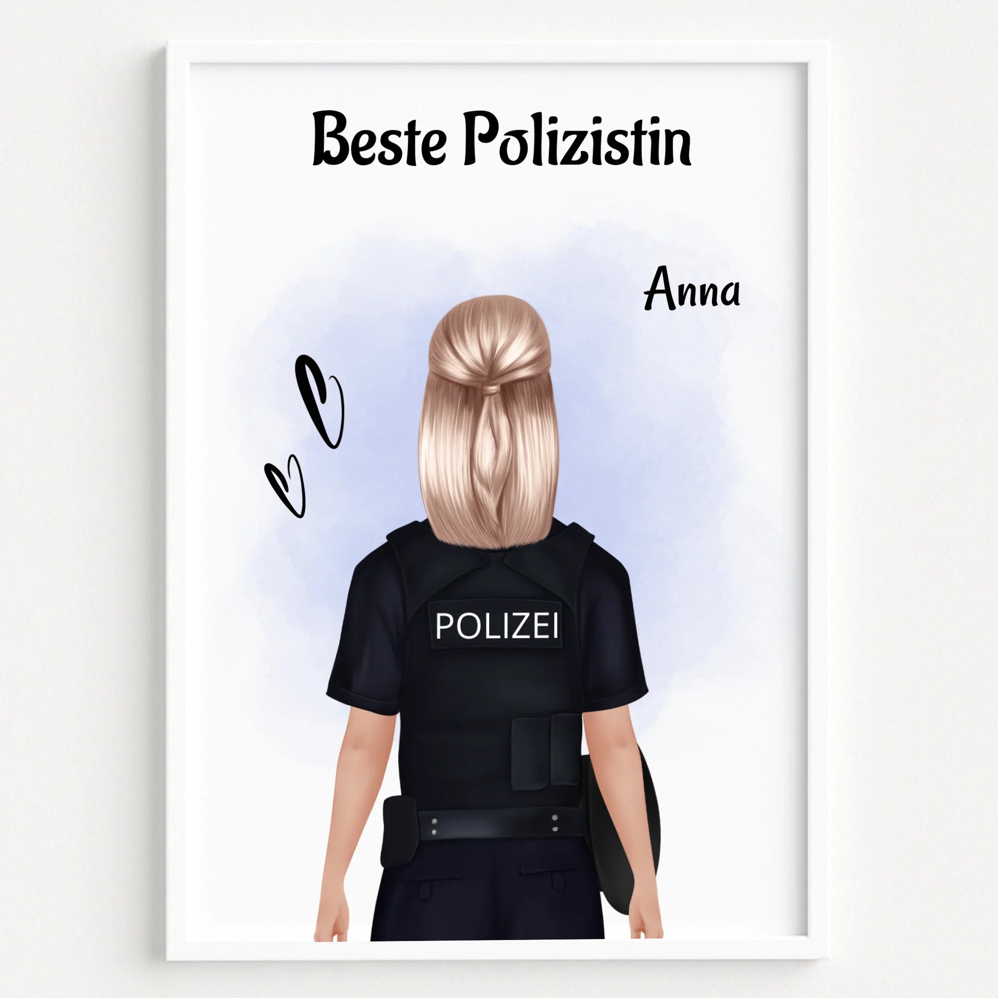 Personalisiertes Polizei Geschenk Illustration Frau - Prinolla