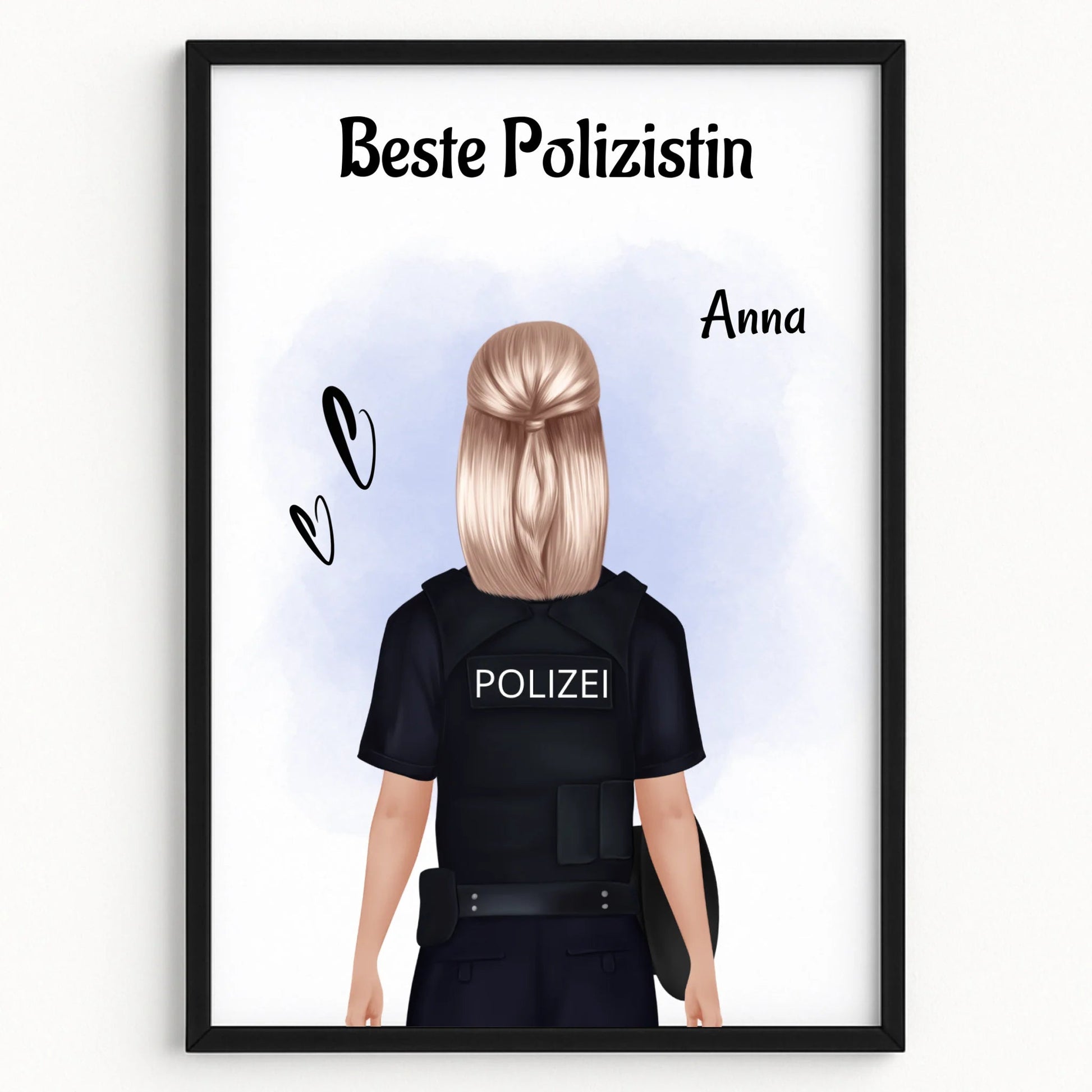 Personalisiertes Polizei Geschenk Illustration Frau - Prinolla