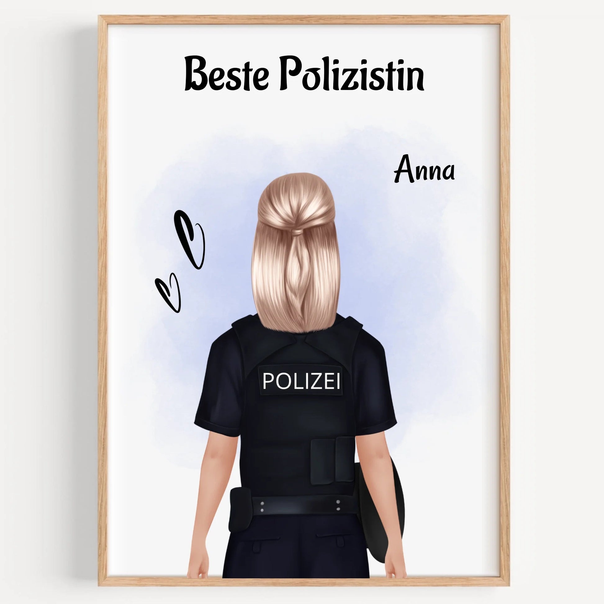 Personalisiertes Polizei Geschenk Illustration Frau - Prinolla