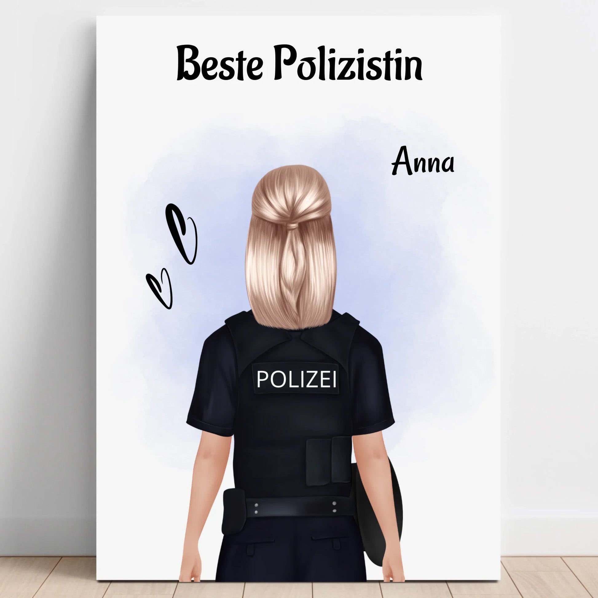 Personalisiertes Polizei Geschenk Illustration Frau - Prinolla