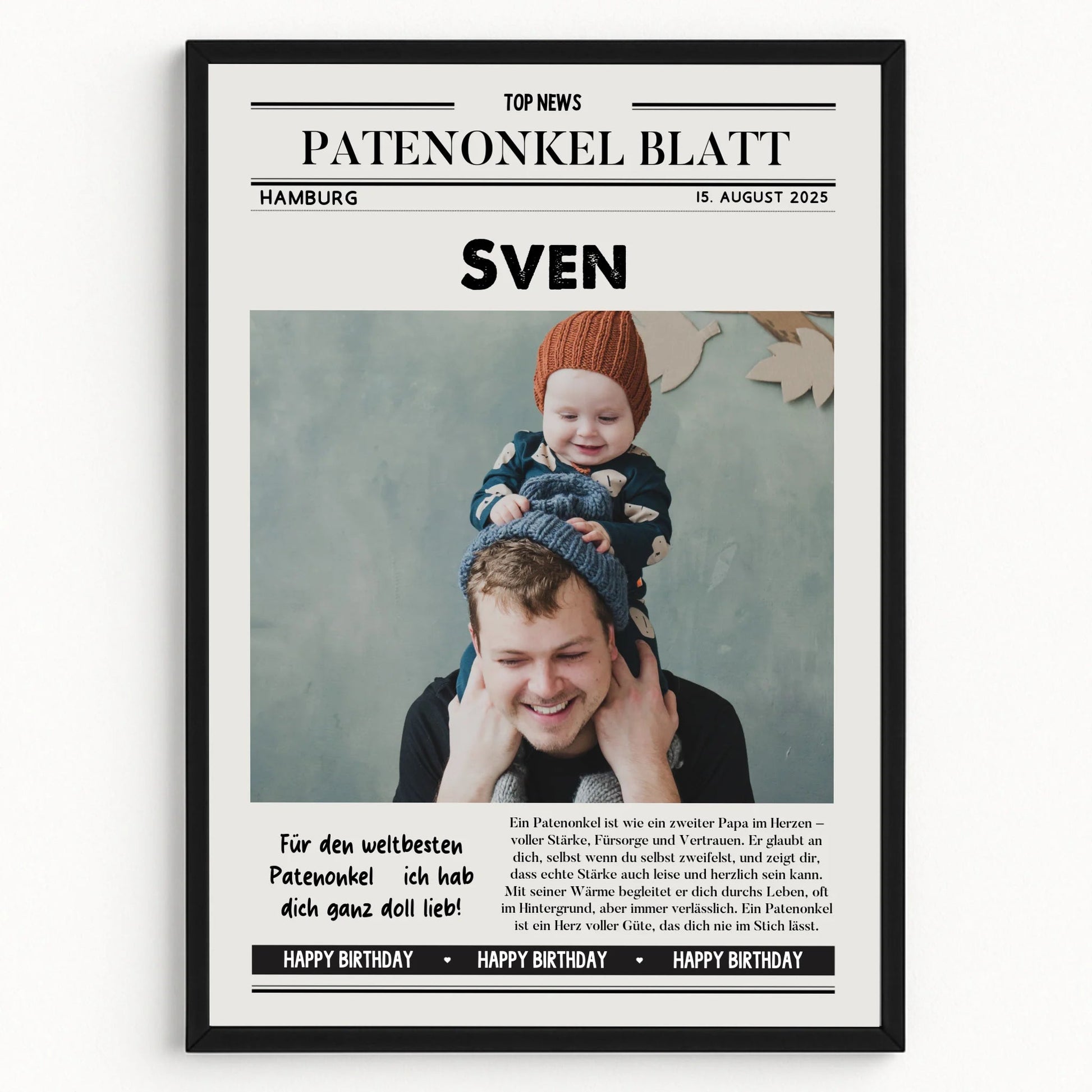 Persönliches Zeitungsposter Patenonkel Geschenk zum Geburtstag personalisiert - Prinolla