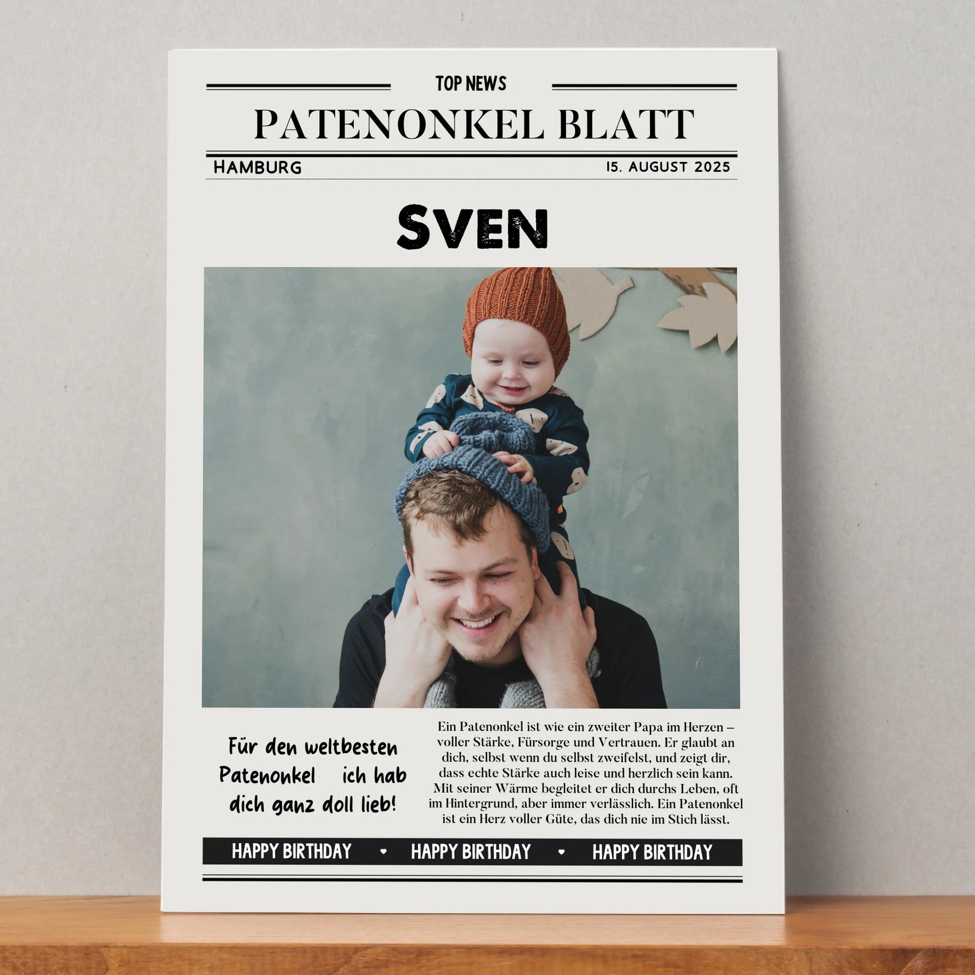 Persönliches Zeitungsposter Patenonkel Geschenk zum Geburtstag personalisiert - Prinolla