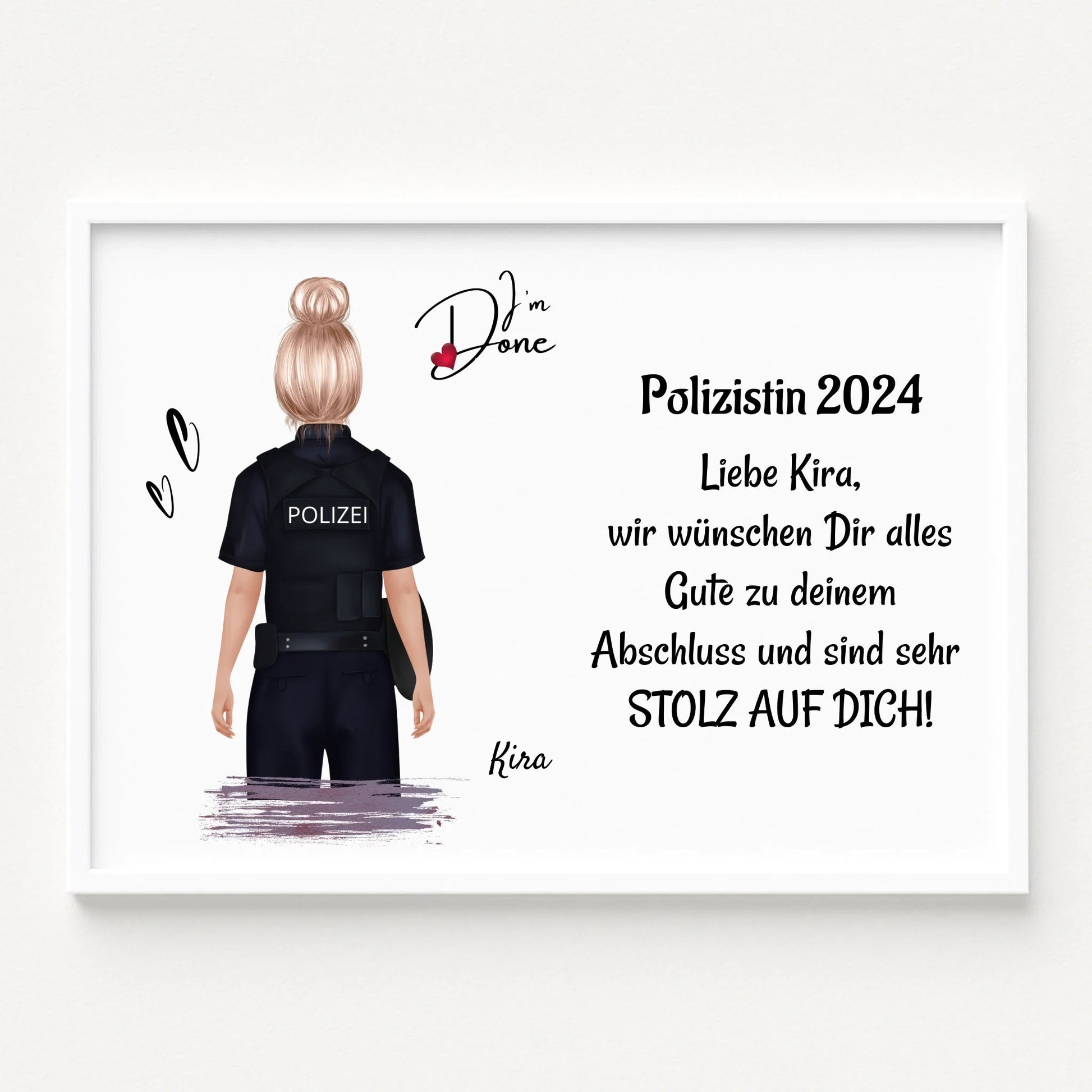 Polizei Ausbildung bestanden Geschenk Frau Poster personalisiert - Prinolla