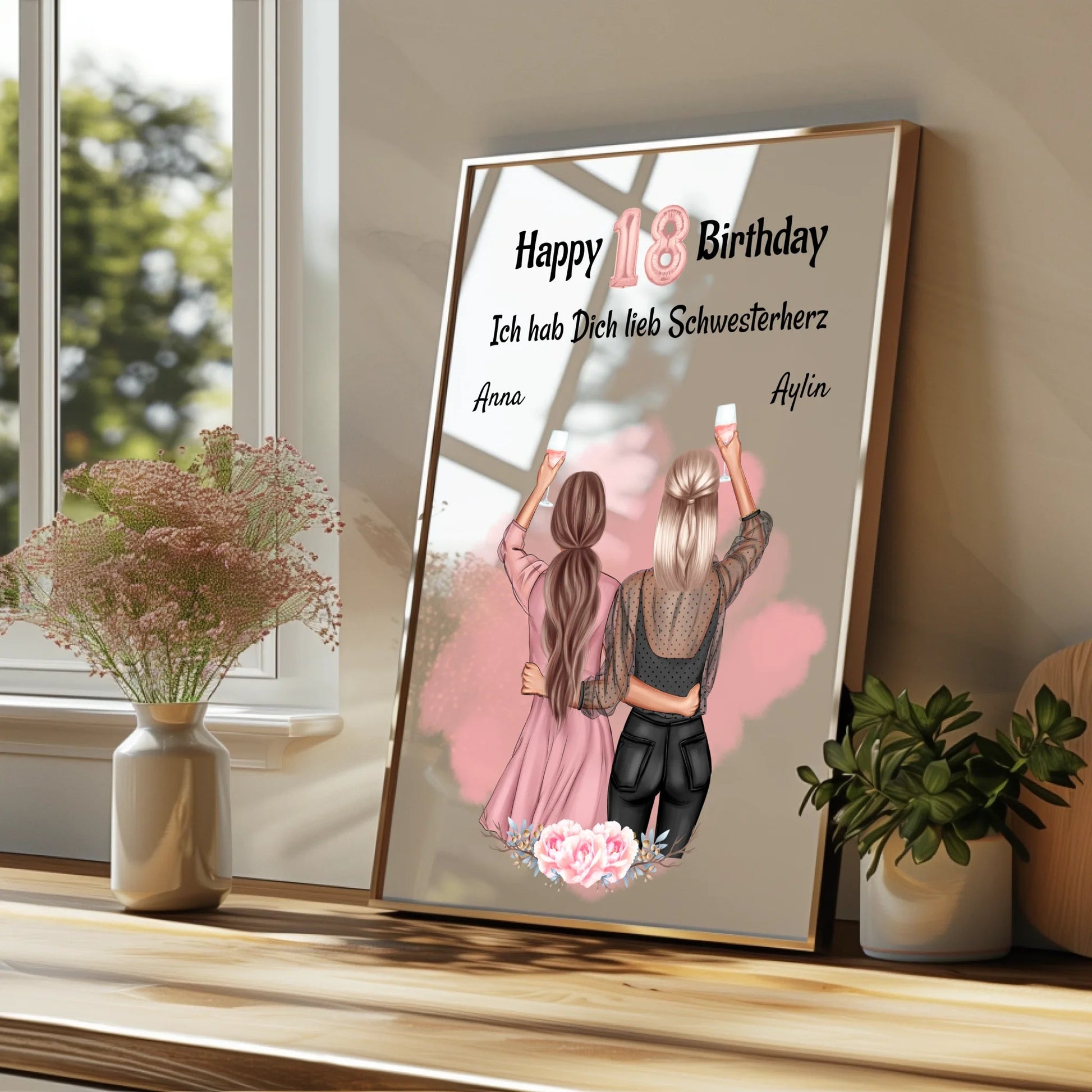 Schwester 18 Geburtstag Geschenk Poster personalisiert - Prinolla