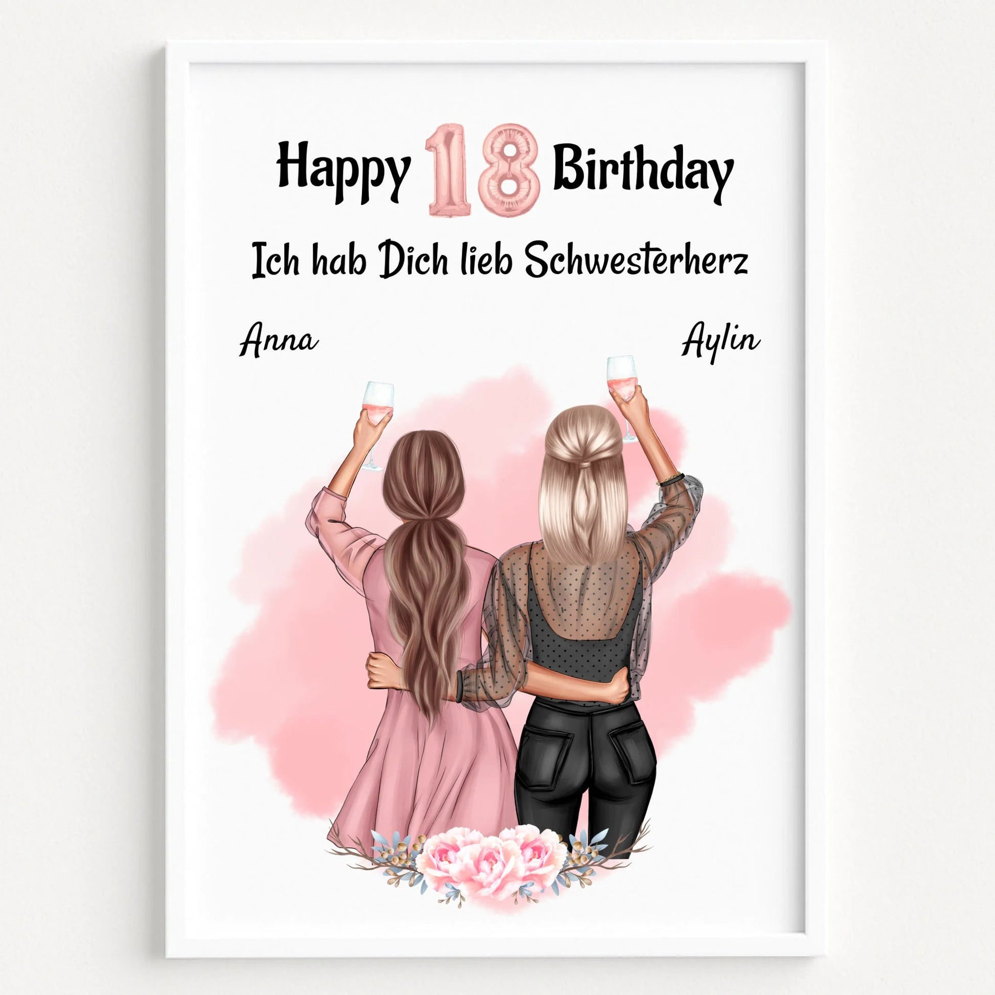 Schwester 18 Geburtstag Geschenk Poster personalisiert - Prinolla