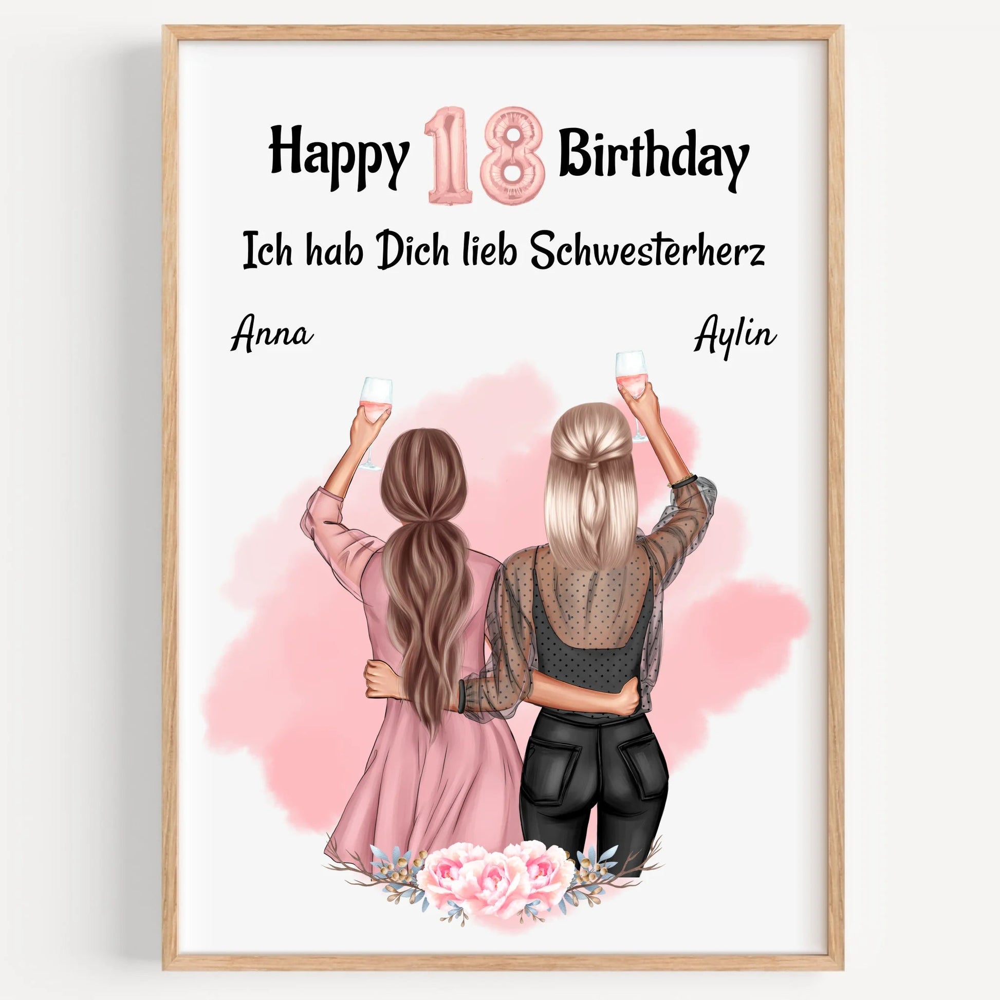 Schwester 18 Geburtstag Geschenk Poster personalisiert - Prinolla