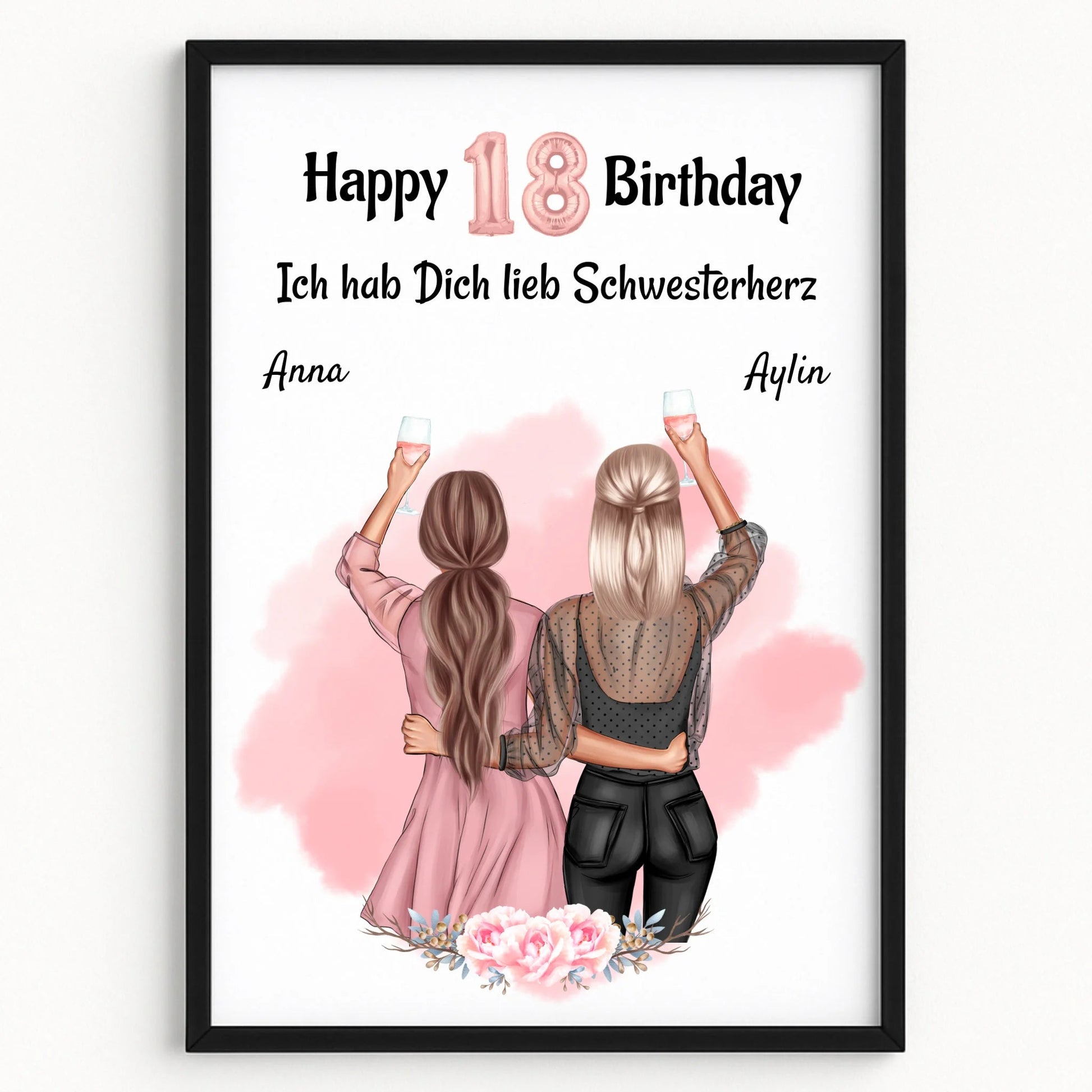 Schwester 18 Geburtstag Geschenk Poster personalisiert - Prinolla