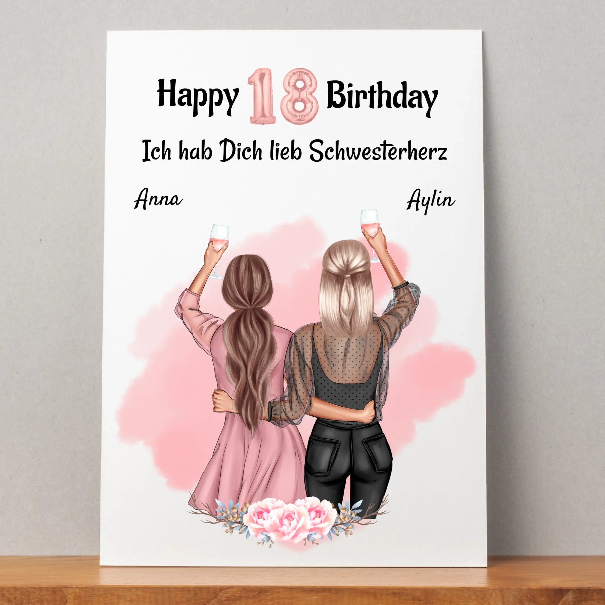 Schwester 18 Geburtstag Geschenk Poster personalisiert - Prinolla