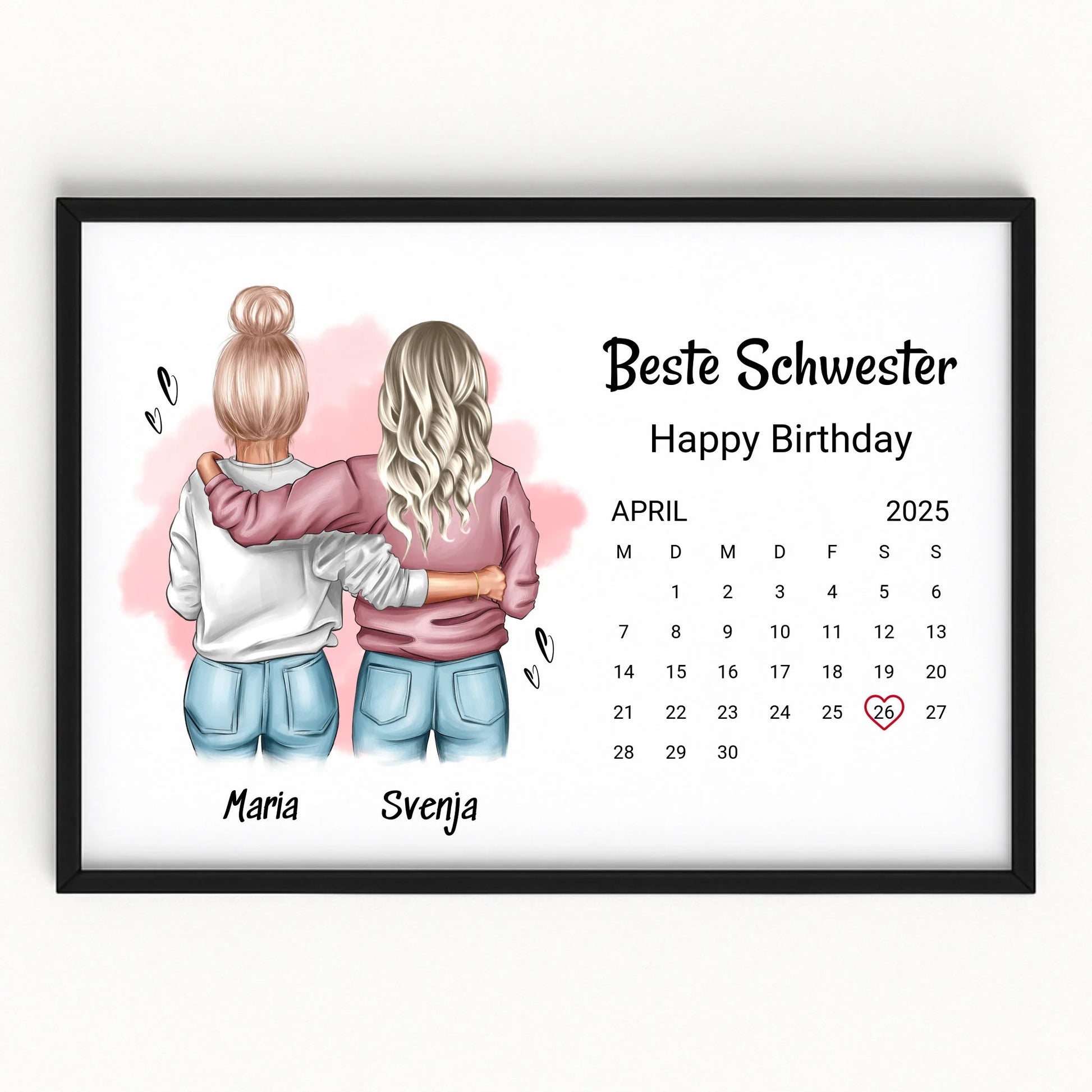 Schwester Geburtstagsgeschenk Bild personalisiert - Prinolla
