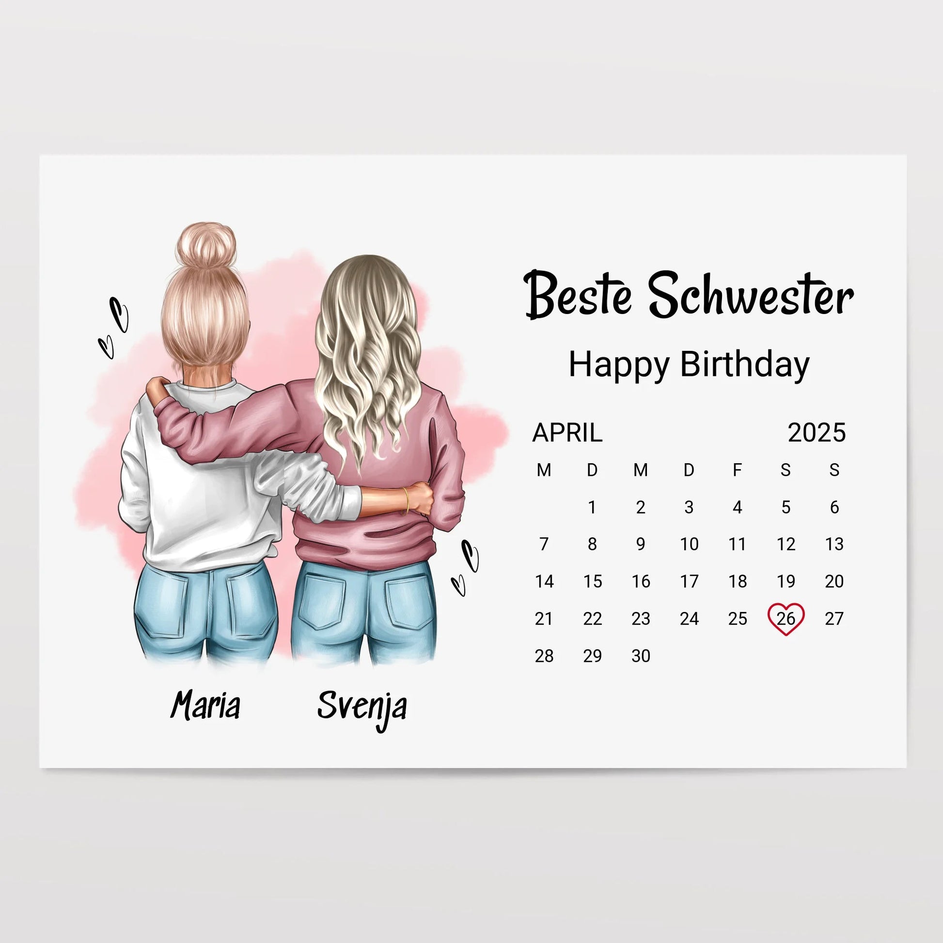 Schwester Geburtstagsgeschenk Bild personalisiert - Prinolla