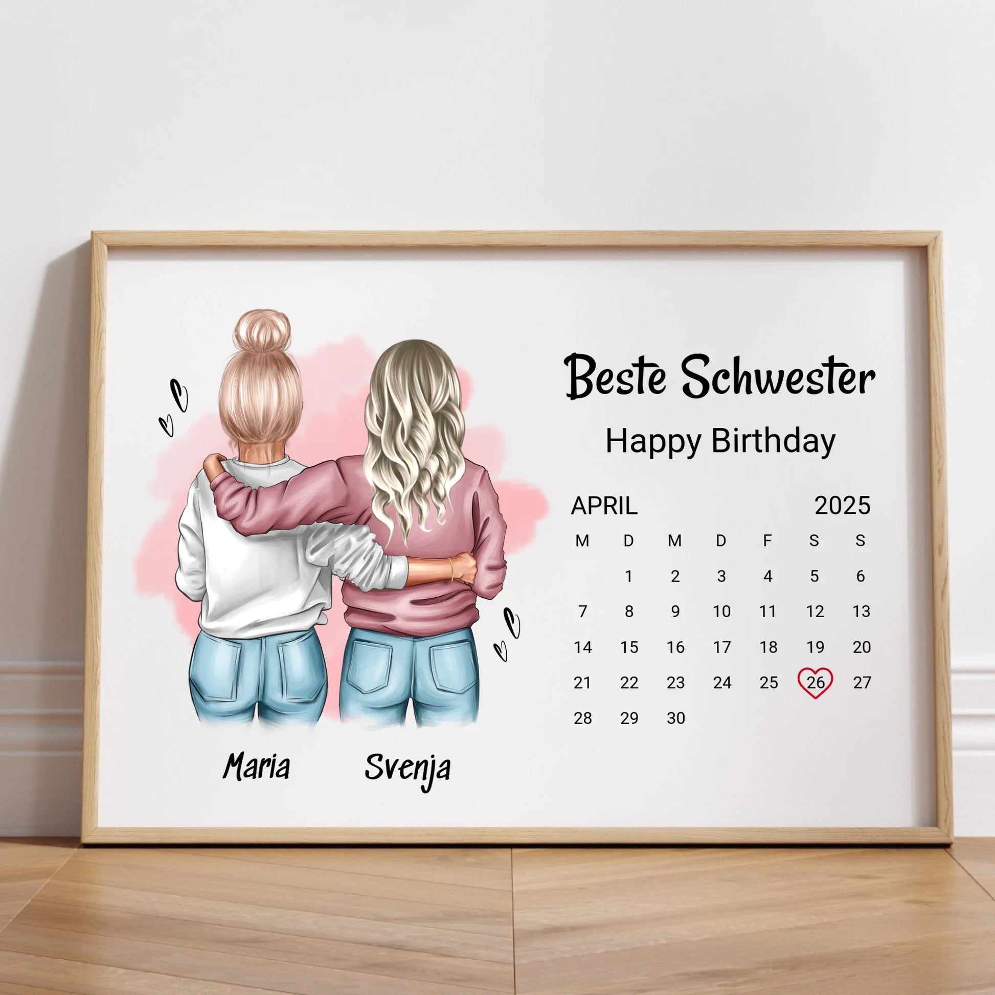 Schwester Geburtstagsgeschenk Bild personalisiert - Prinolla