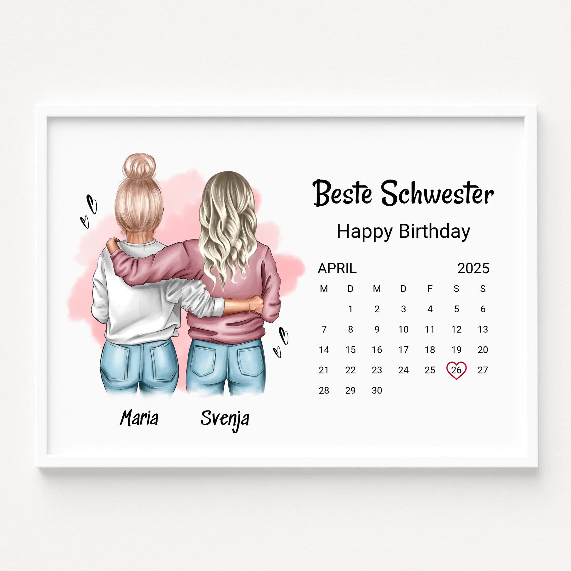 Schwester Geburtstagsgeschenk Bild personalisiert - Prinolla