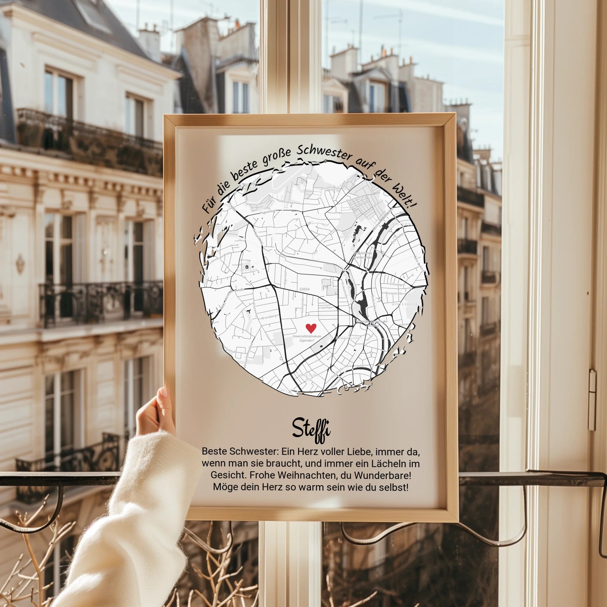 Schwester Geschenk Stadtkarte Koordinaten Poster personalisiert - Prinolla